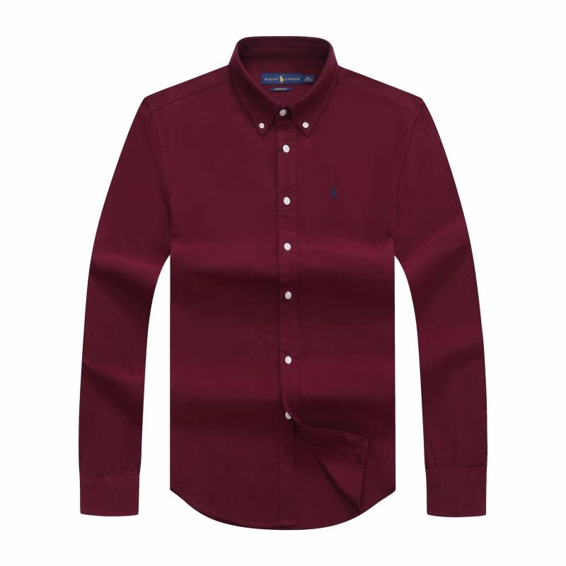 Airflow Ventilation System Premium Finish Ralph Lauren Long Sleeve Maroon Oxford Small Pony Plain Shirt