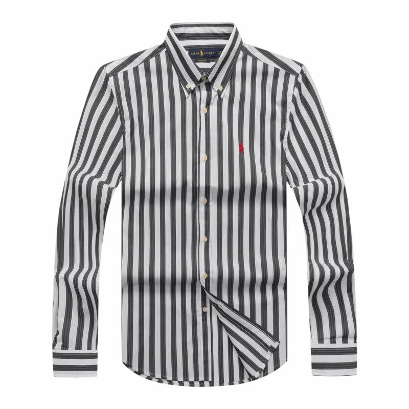 Sustainable Design High-Quality Craftsmanship Ralph Lauren  Small Pony Black Men Long Sleeve Stripe Shirt