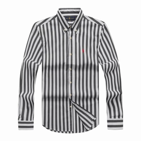 Sustainable Design High-Quality Craftsmanship Ralph Lauren  Small Pony Black Men Long Sleeve Stripe Shirt