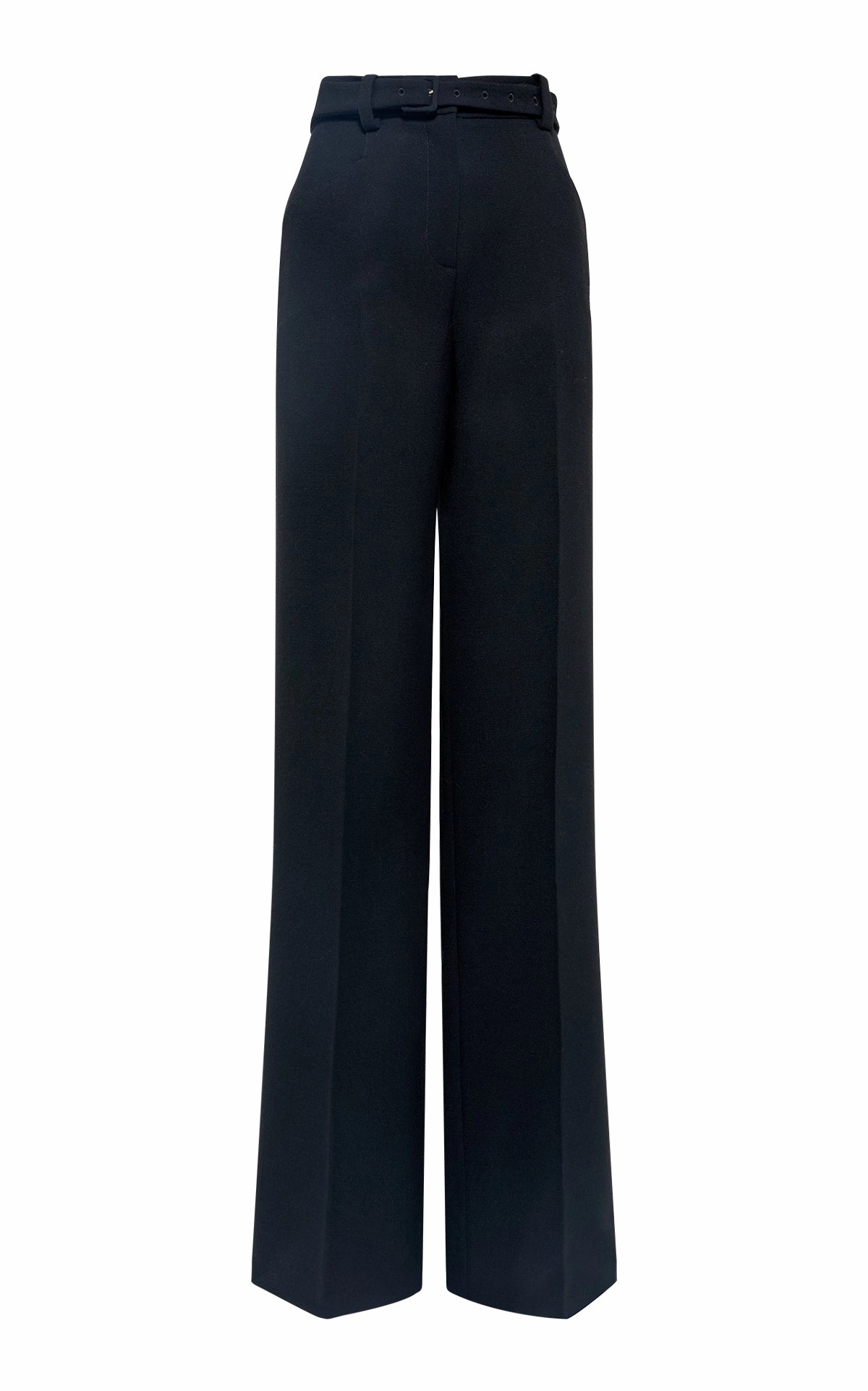 Stretch Comfort Construction Norman Wide-Leg Pant in Black Recycled Virgin Wool