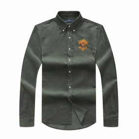 slim fit Ralph Lauren Men Suede Green Long Sleeve Badge