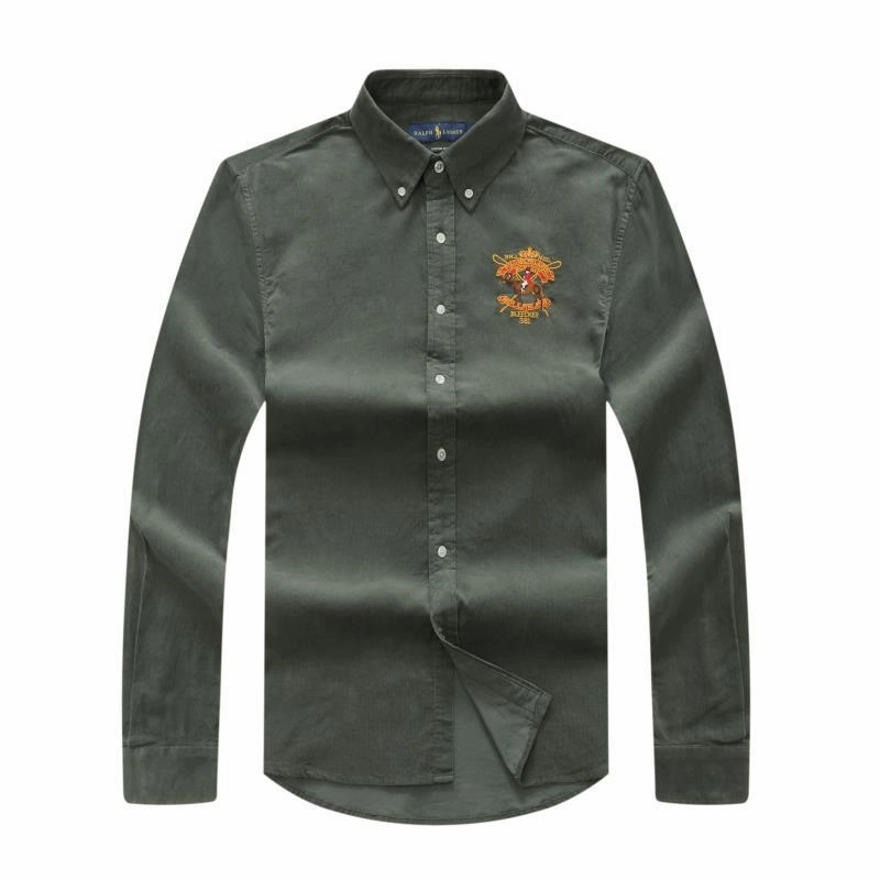 slim fit Ralph Lauren Men Suede Green Long Sleeve Badge