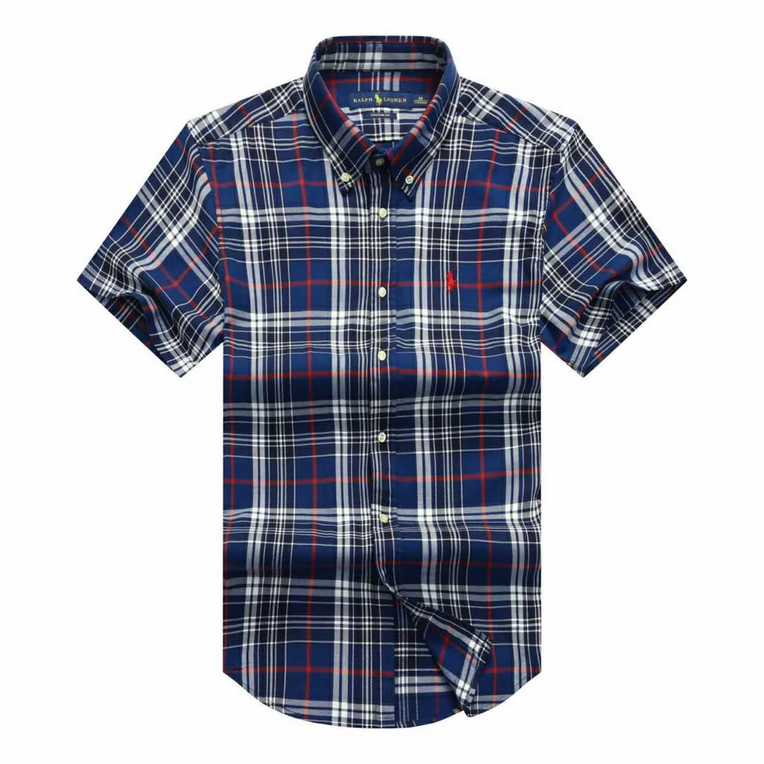 Geometric Design Ralph Lauren Men Check Short Sleeve Shirt