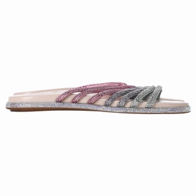 Soft Pace Ren?? Caovilla Frida Crystal-Embellished Strappy Slippers in Multicolor Leather