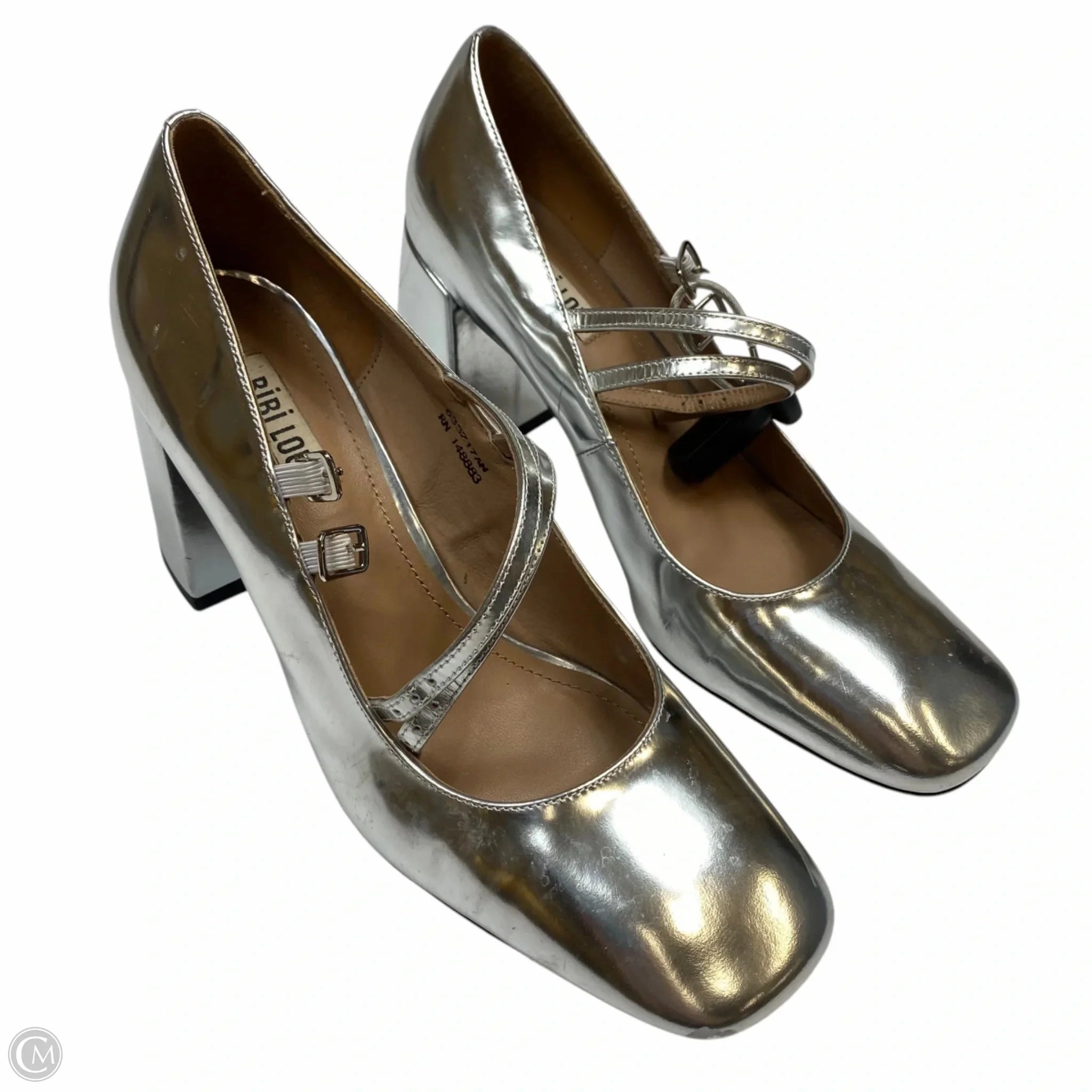 Shoes Heels Block By Bibi Lou In Silver, Size: 9 Open Toe Chic Booties