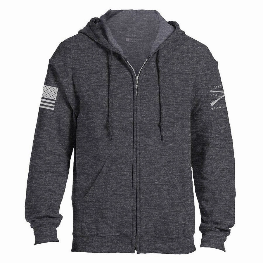 bus ride Grunt Style Basic Full-Zip Hoodie - Dark Heather Gray