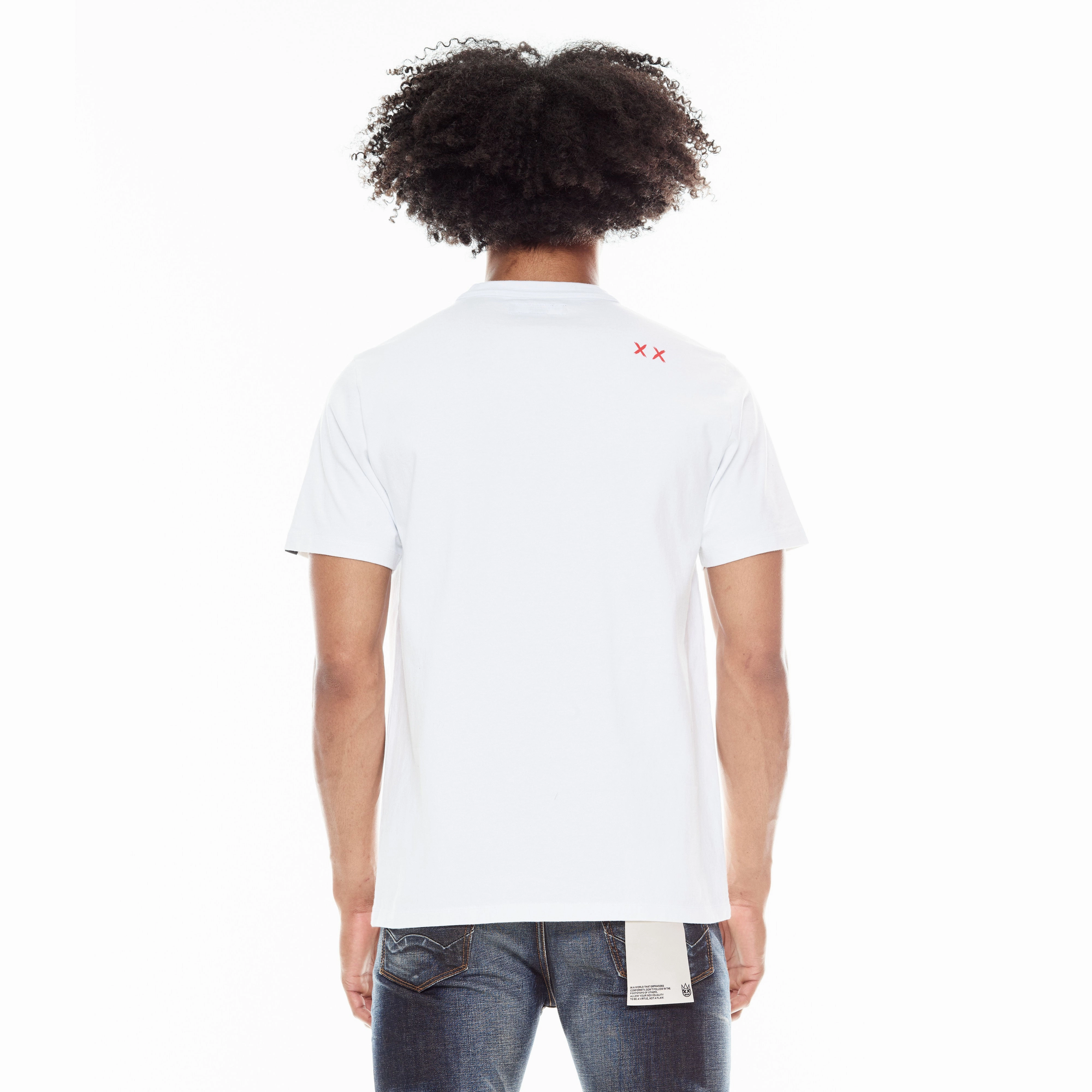 Cult's Short Sleeve Crew Neck Tee "Cracked Wall" in White Customizable