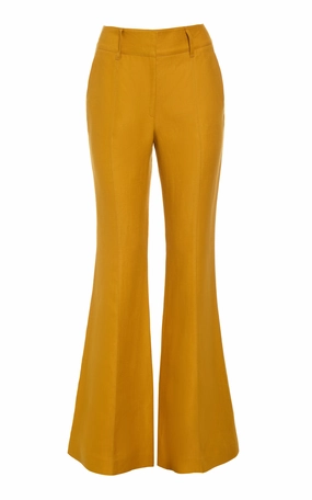 Crisp Wear Refined Look Rhein Flare Pant in Golden Birch Linen Twill