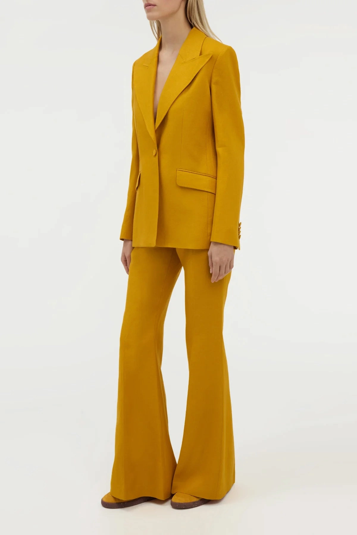 Timeless Fit Rhein Flare Pant in Golden Birch Linen Twill
