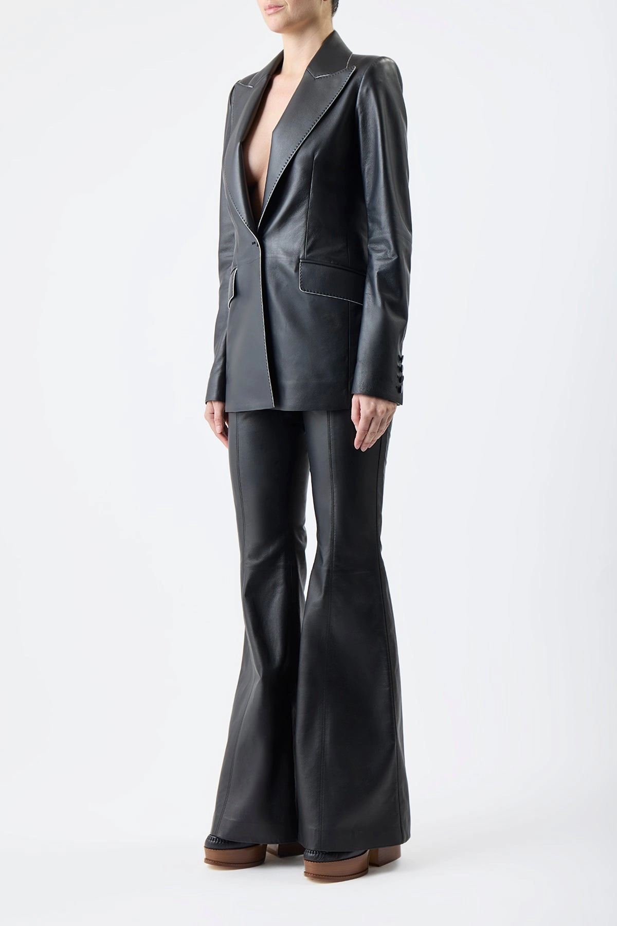 Rhein Pant in Black Nappa Leather Dapper Construction