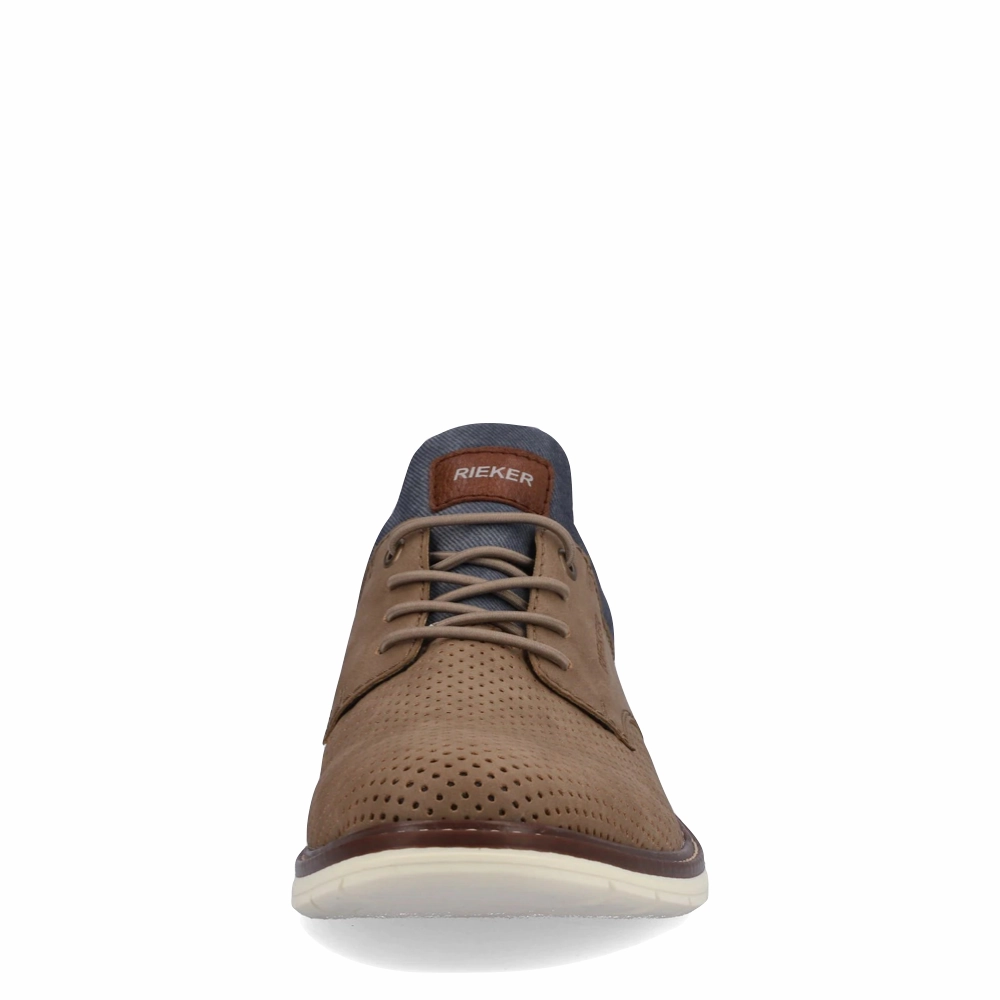 Plush Step Show Time Rieker Men's Dustin 50 Perfed Shoe in Fango Taupe