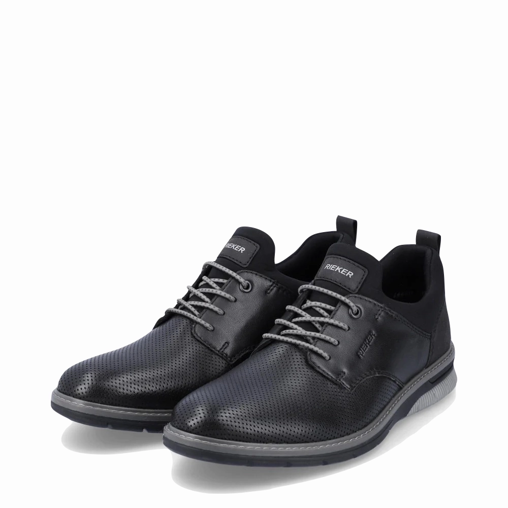 Rieker Men's Dustin 54 Bungee Dress Shoe in Black Subtle Class Easy Travel