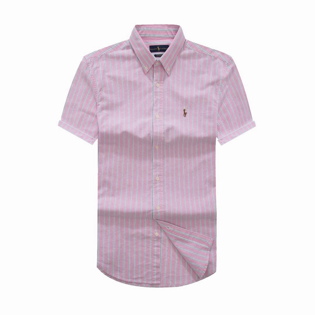 RL Men Short Sleeve Oxford Stripe Shirt Cooling Core Technology fade resistant color