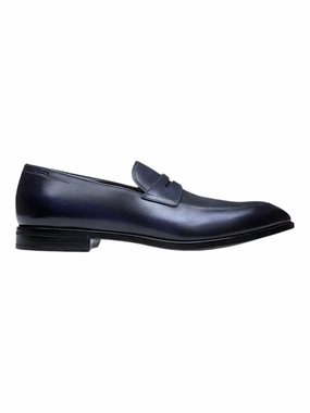 Heritage Vibe Bally Limao 6234482 Men's Marine Brushed Leather Penny Loafers