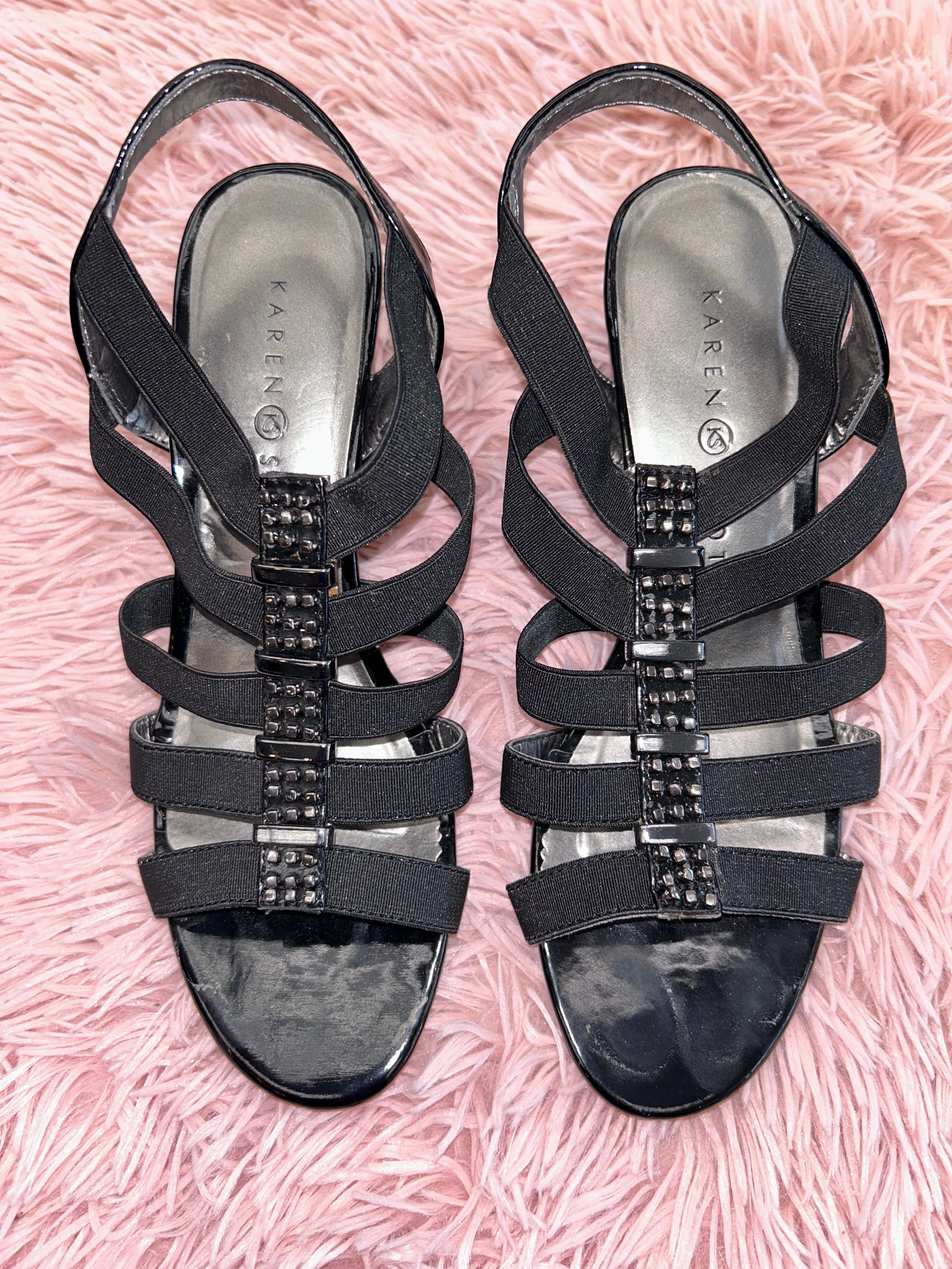 Wide Fit Heels Black Shoes Heels Block Karen Scott, Size 7