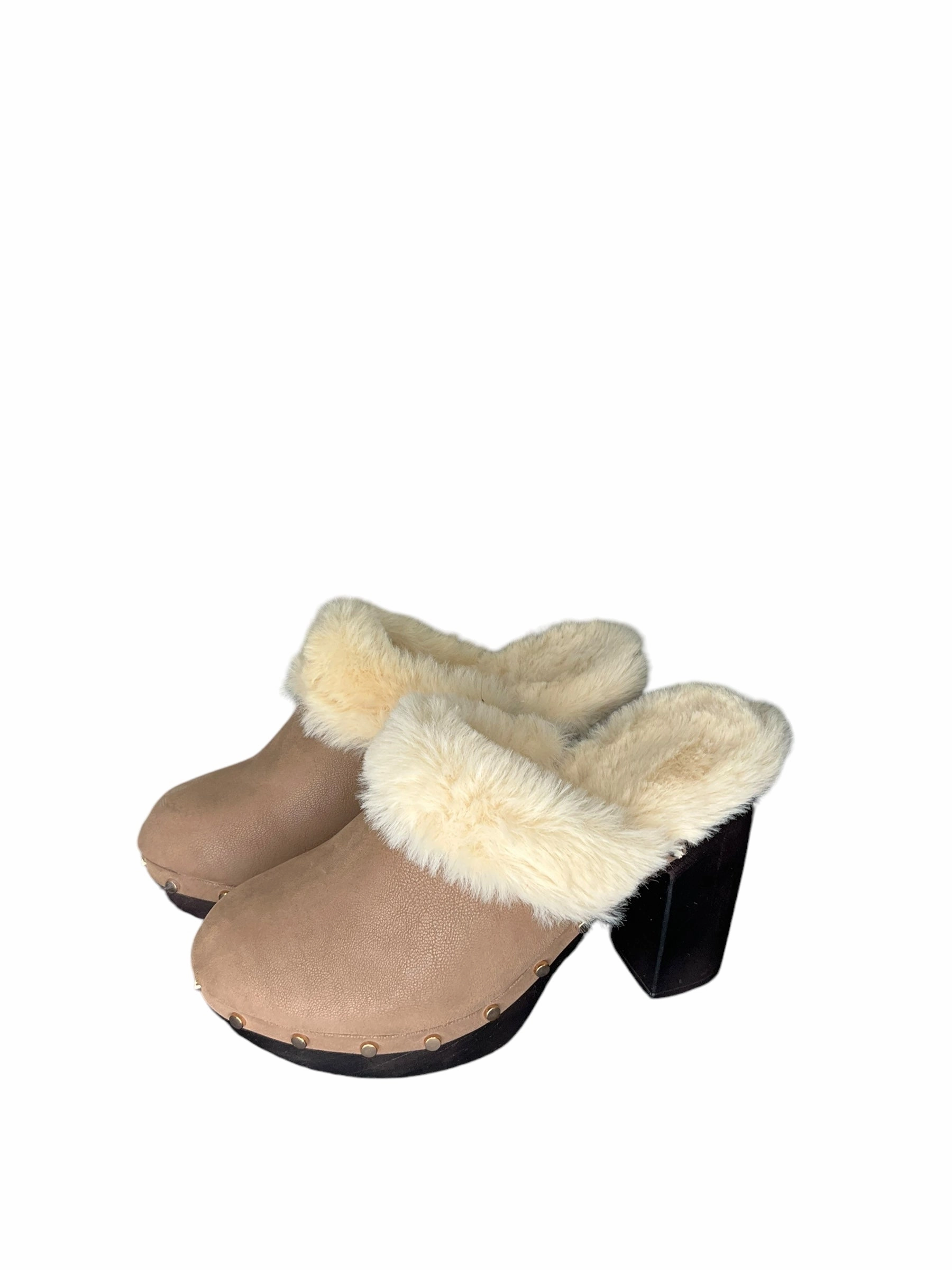 Silky Detail Shoes Heels Block By Bamboo In Brown, Size: 7