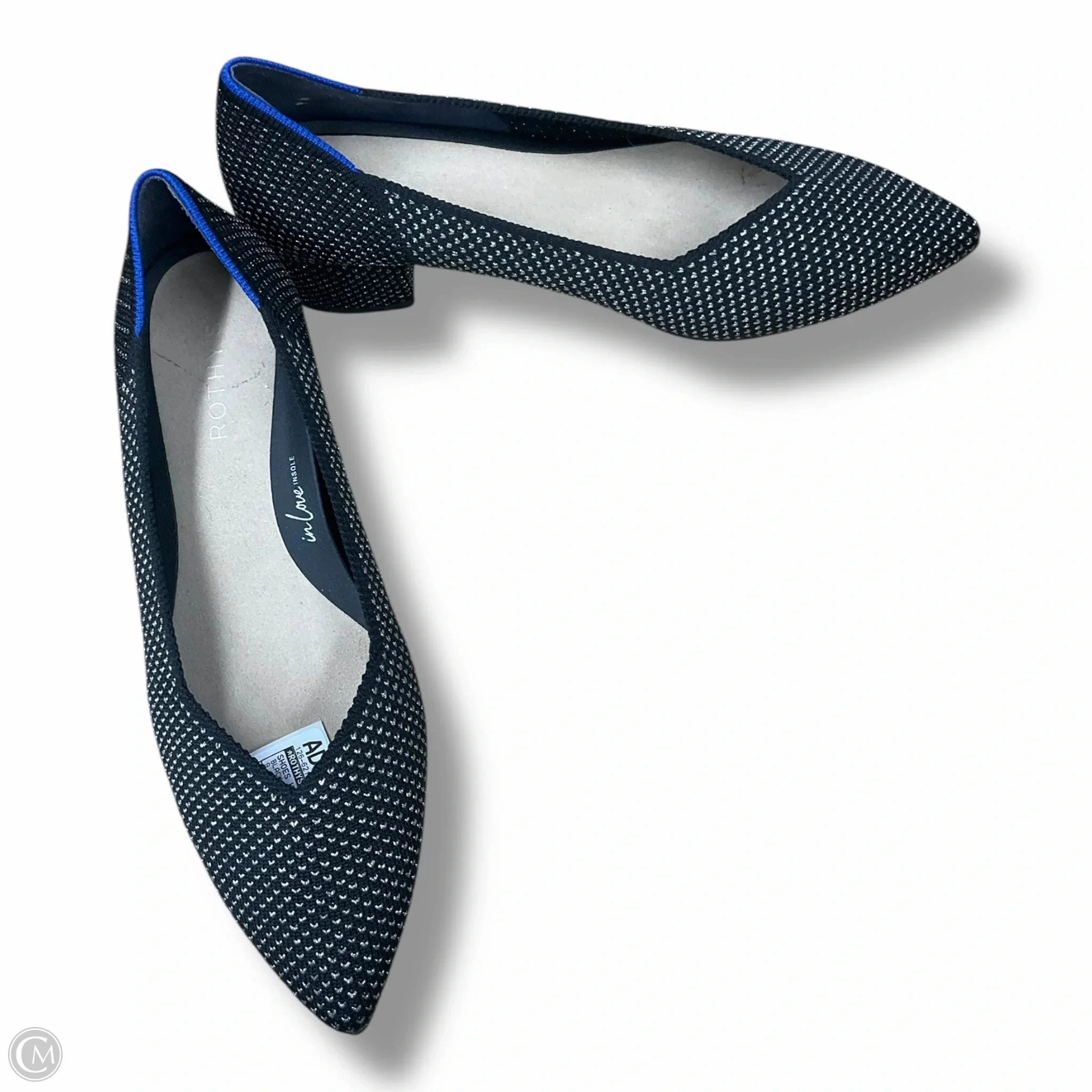 Shoes Heels Block By Rothys In Black & Silver, Size: 9 Beaded