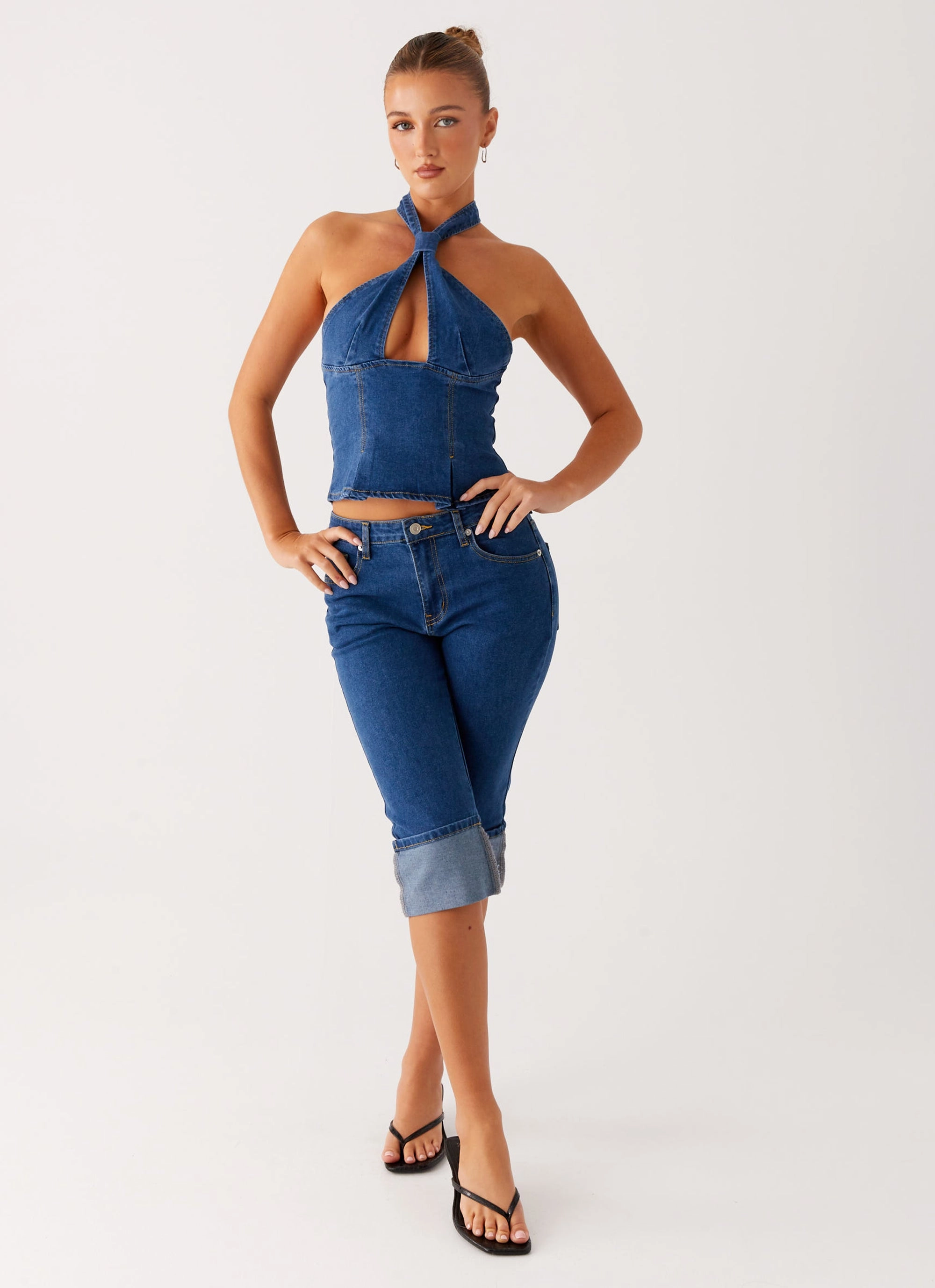 Saylor Denim Capri Jeans - Indigo Chill Vibe Home Comfort Bold Look Sunny Vibes