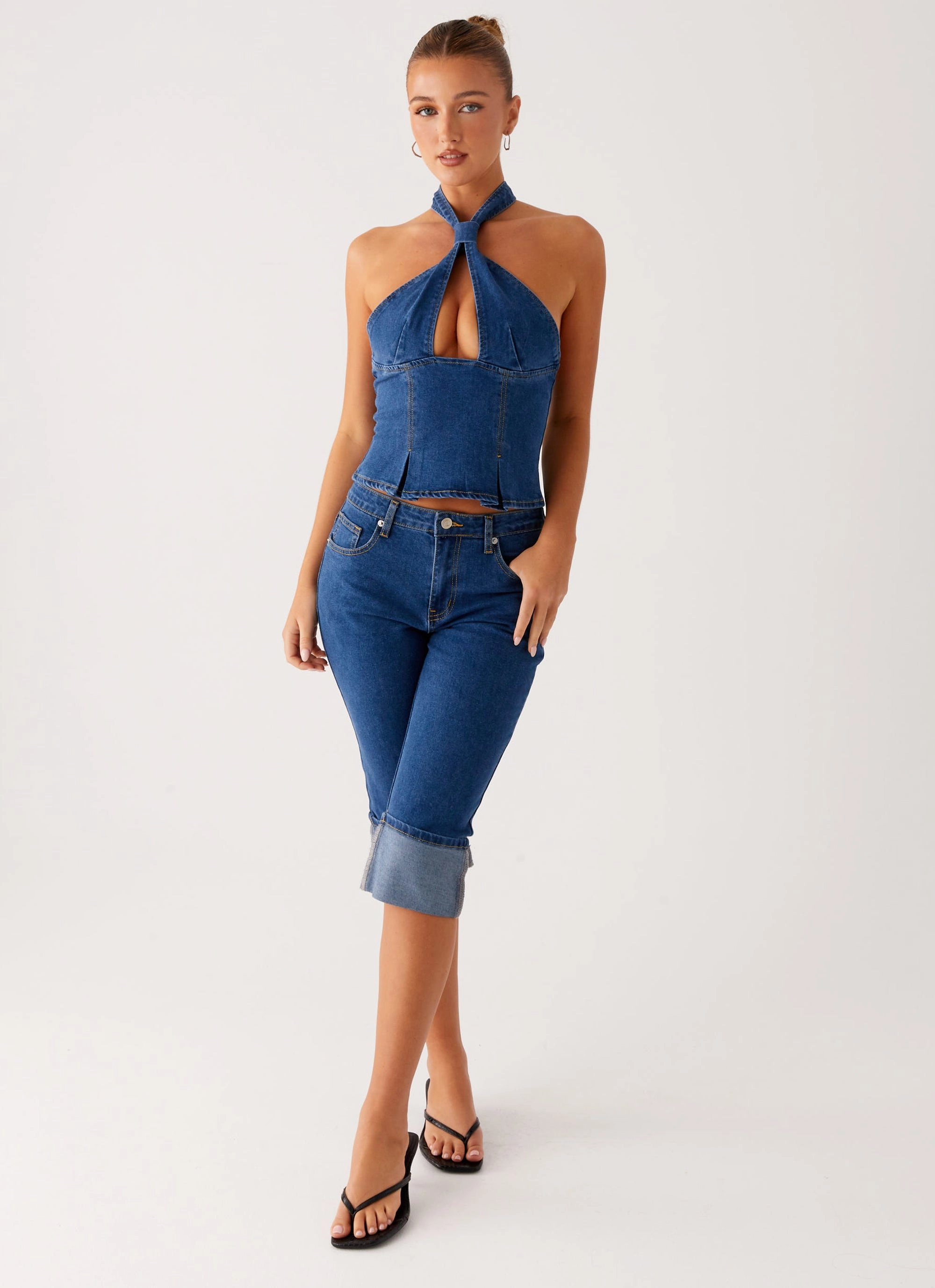 Saylor Denim Capri Jeans - Indigo Breathable Denim