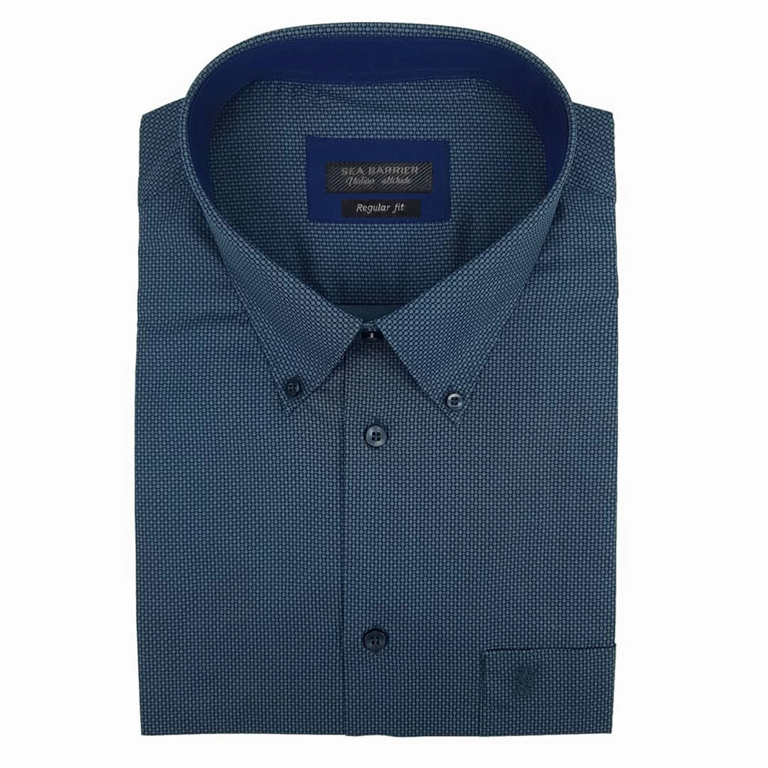 SEA BARRIER NAVY BLUE MEN LONG SLEEVE SHIRT Subtle design elegant design