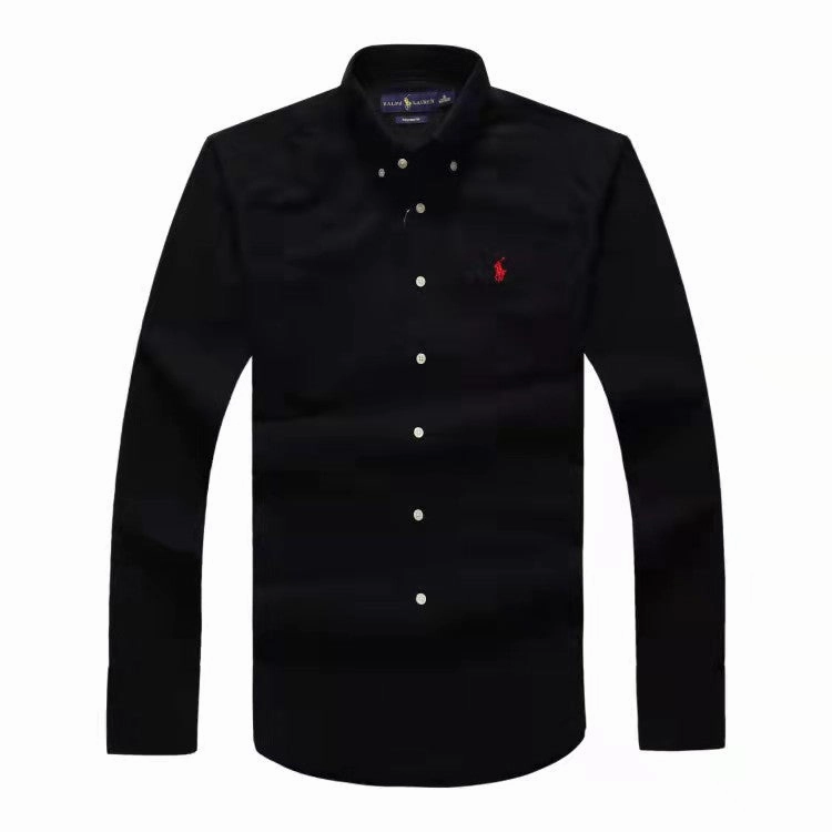Streamlined Design Ralph Lauren Long Sleeve Black Oxford Small Pony Plain Shirt