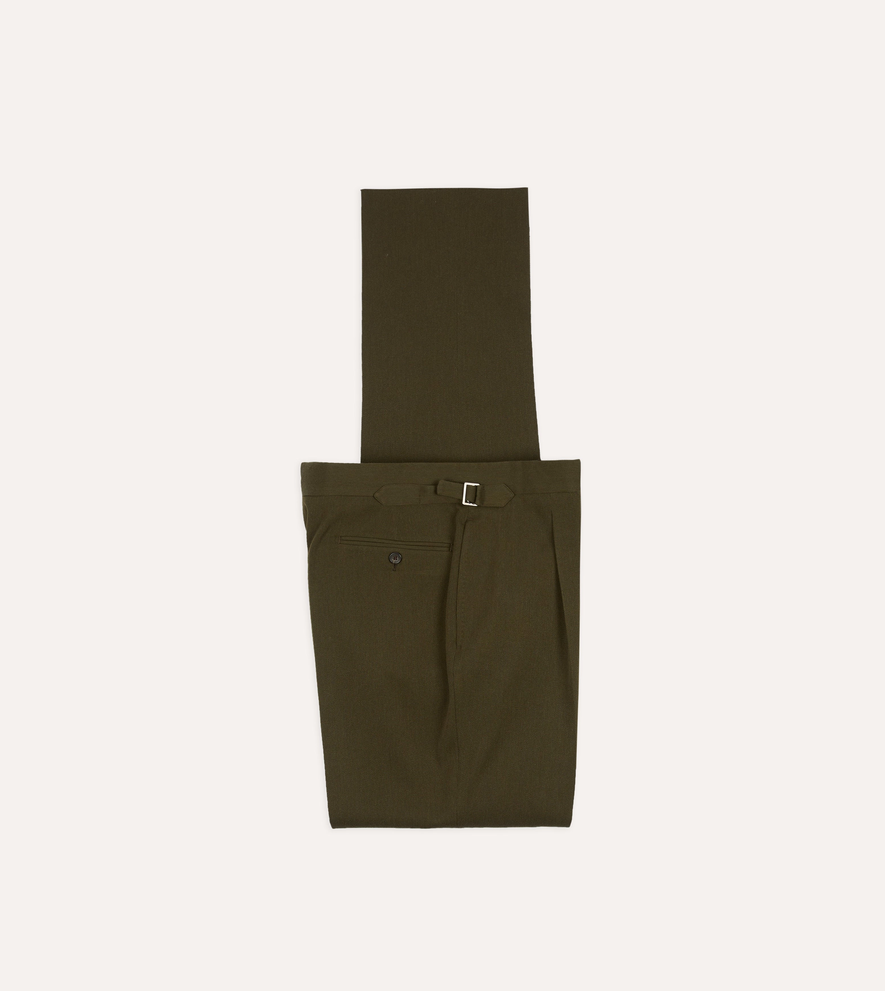 Olive Wool-Cotton Single Pleat Trouser Effortless Look