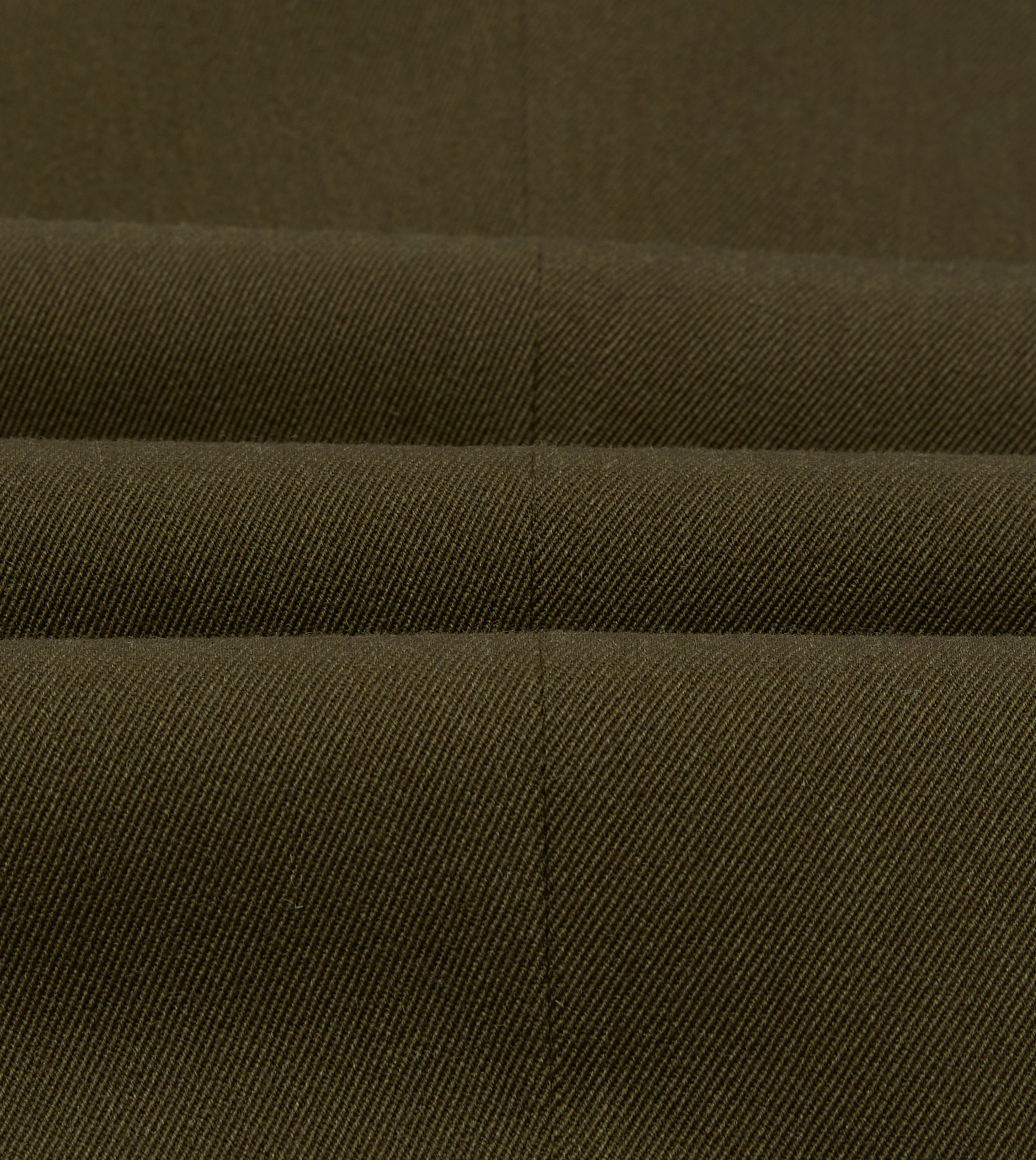 Day To Night Practical Wear Olive Wool-Cotton Single Pleat Trouser