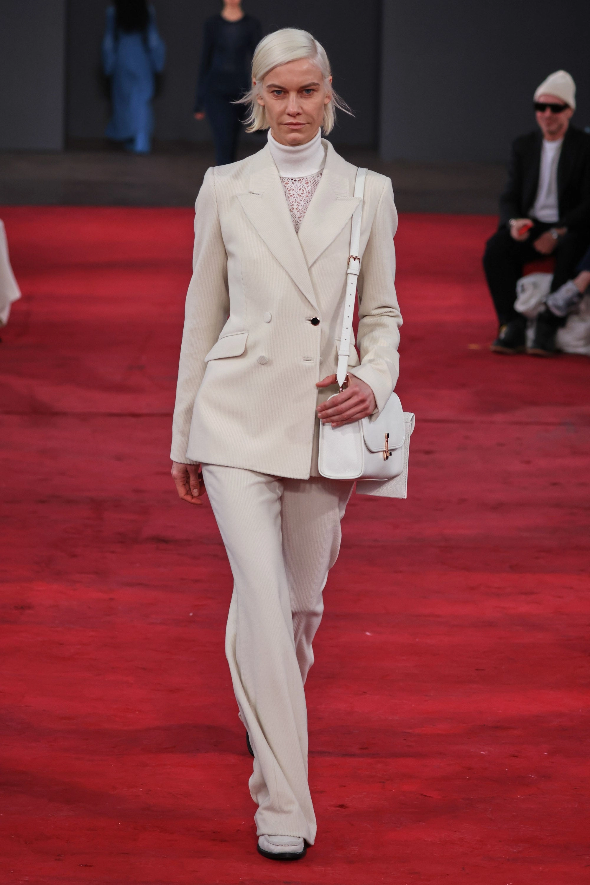 Refined Layers Stephanie Blazer in Ivory Cashmere Corduroy