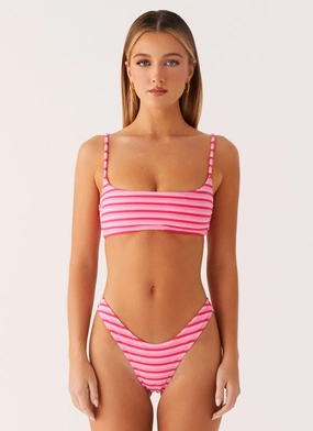 Mauritius Bikini Bottoms - Pink Stripe Playful-Look Polka-Dots