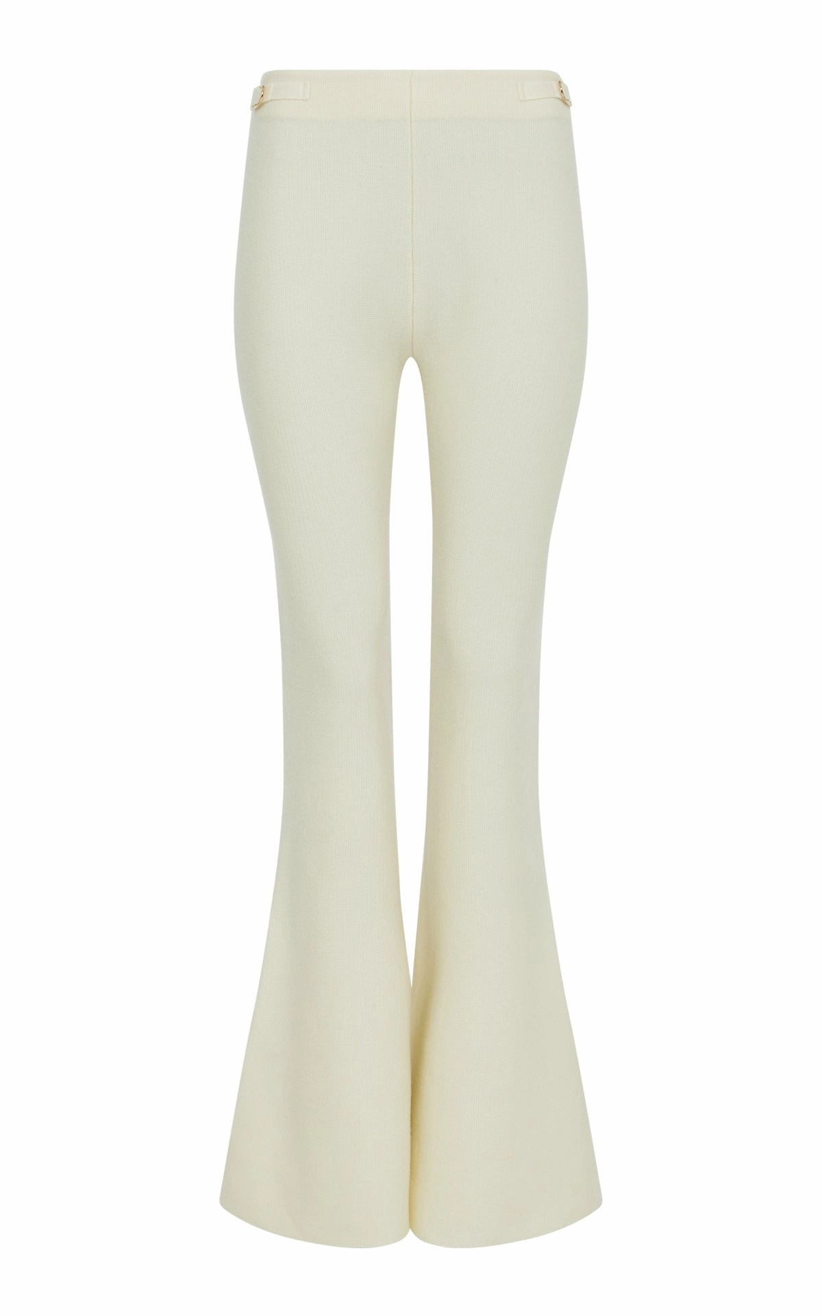 Tailored Business Wear Ayala Flare Cropped Knit Pant in Ivory Merino Wool Cashmere