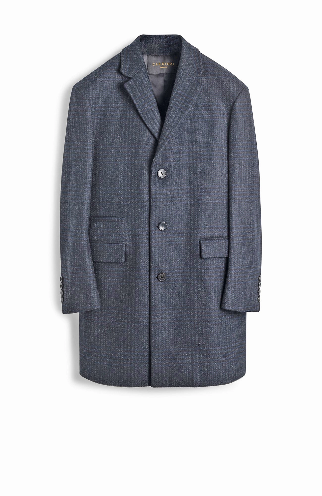 Versatile Layering SHERWOOD NAVY PLAID WOOL TOPCOAT