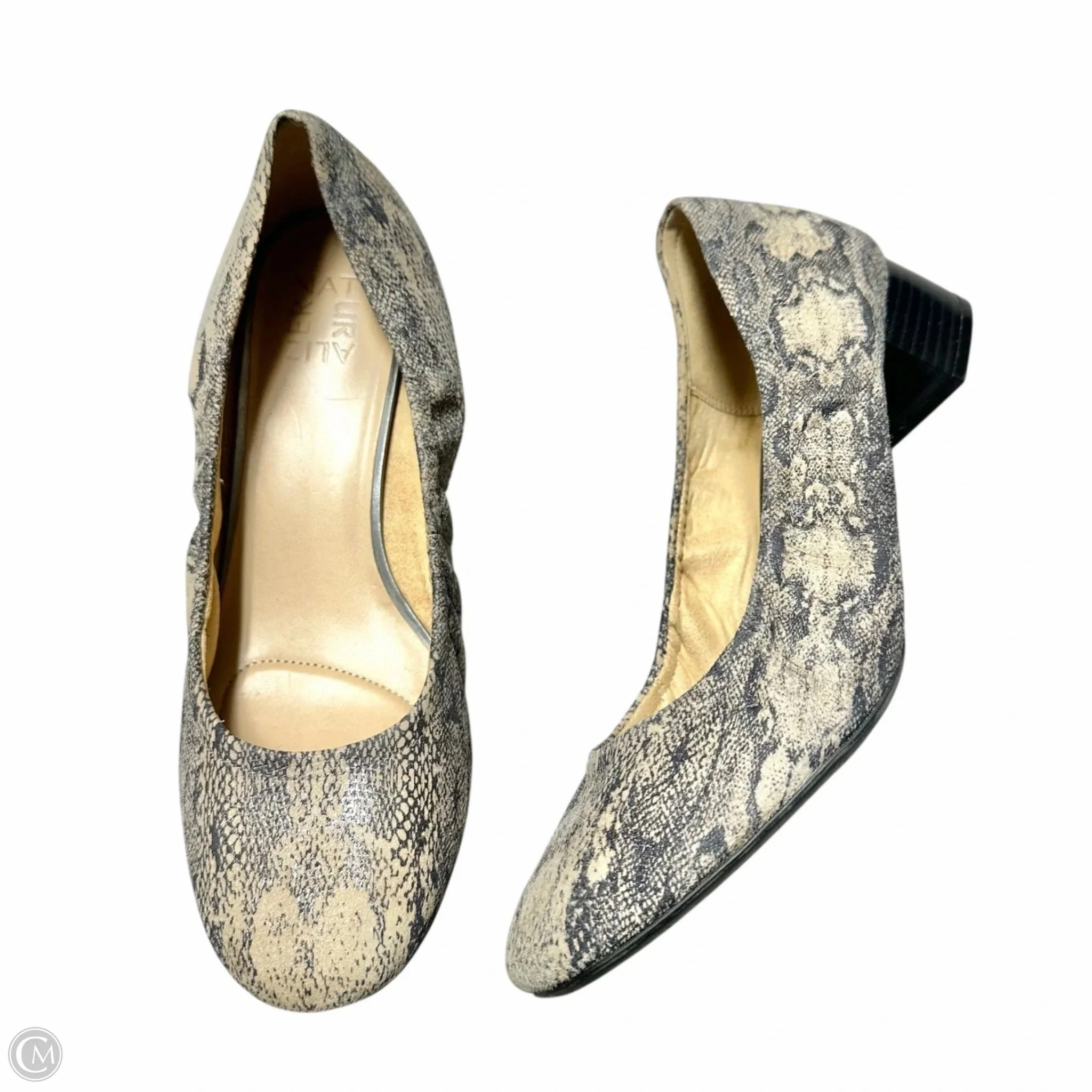 Strap closure Shoes Heels Block By Naturalizer In Snakeskin Print, Size: 11