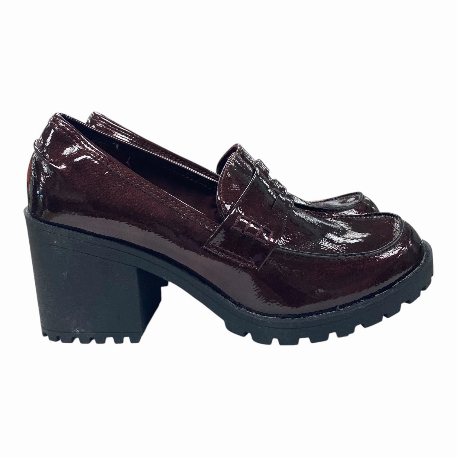 Floral Embellished Heels SHOES HEELS BLOCK by    CLOTHES MENTOR In MAROON, Size: 6.5