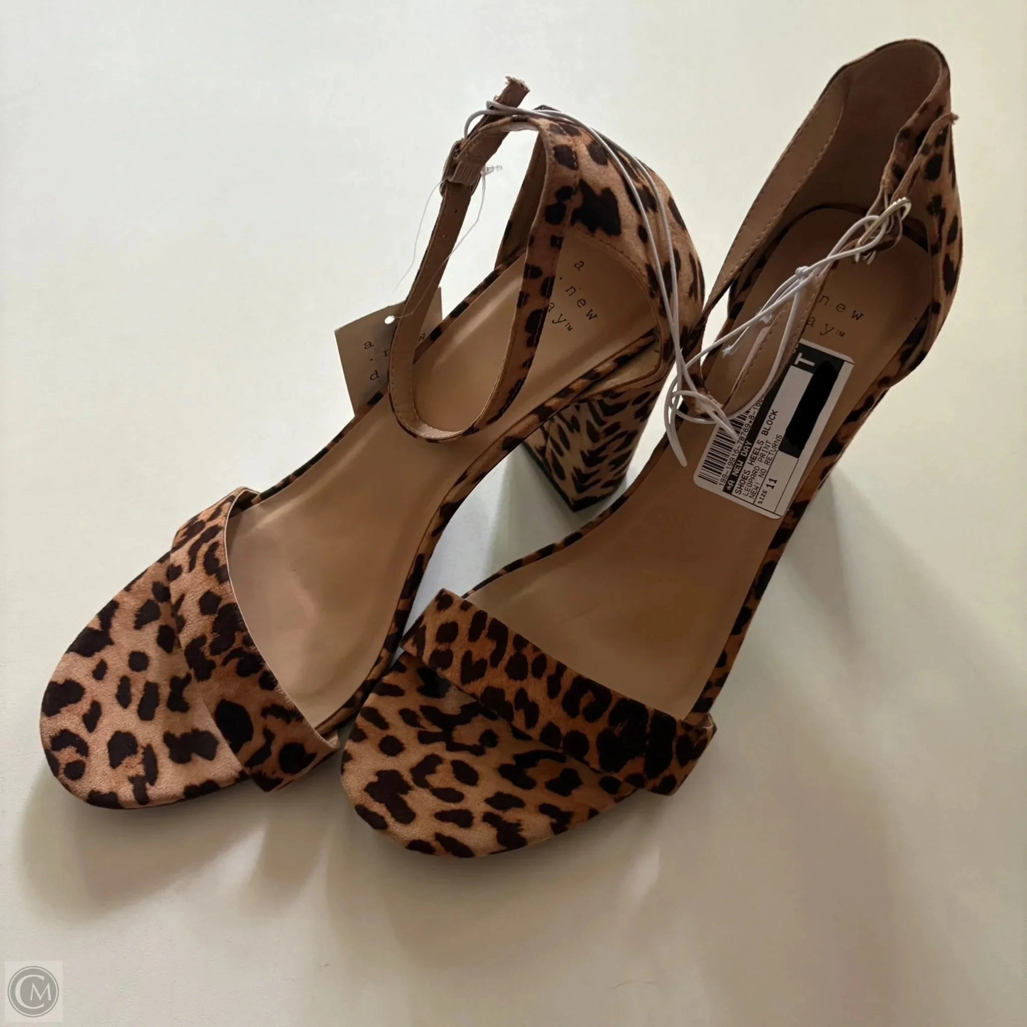 Day Ready Gold High Heeled Sandals Shoes Heels Block By A New Day In Leopard Print, Size: 11