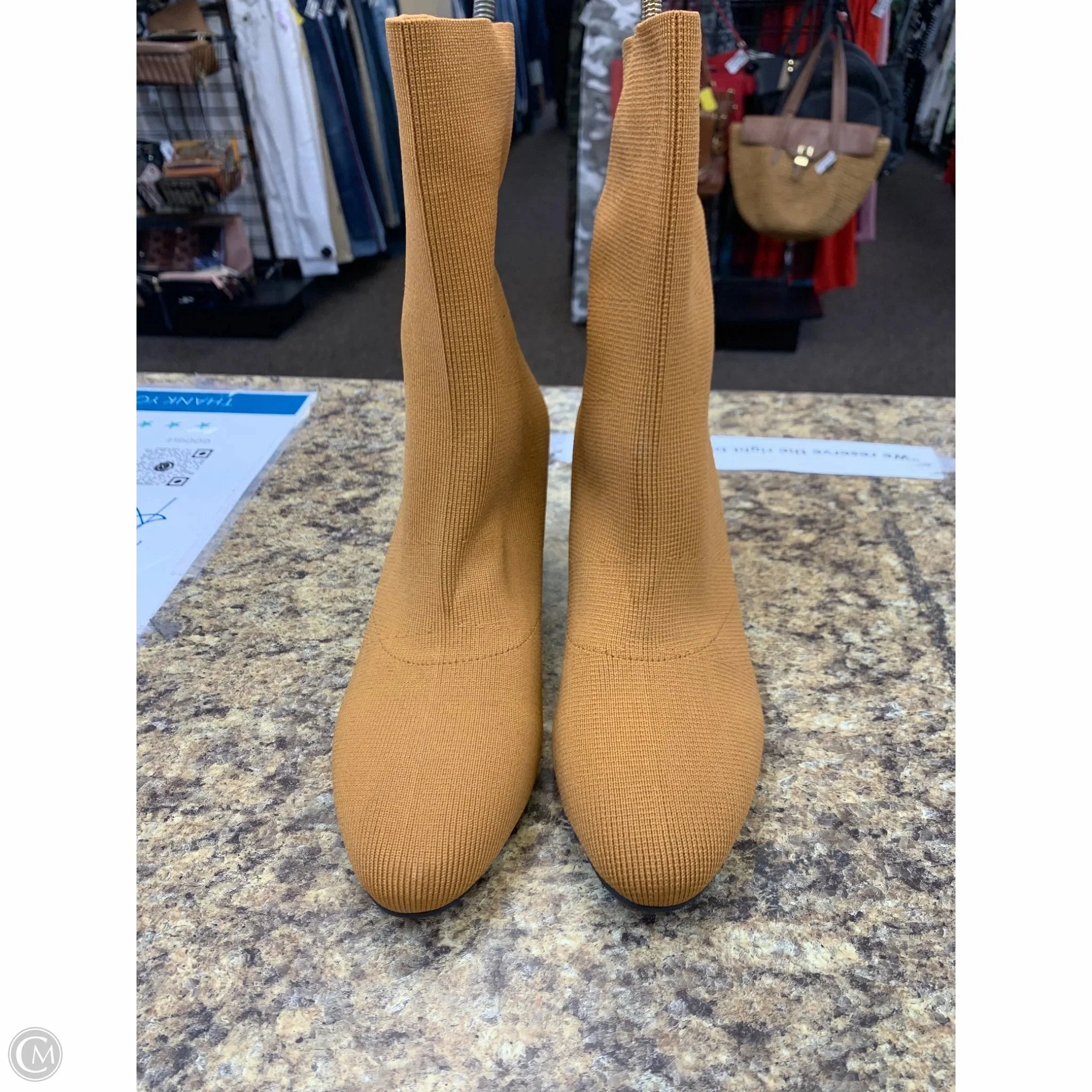 Open Toe Pumps Occasion Footwear Shoes Heels Block By Alex Marie In Tan, Size: 8.5