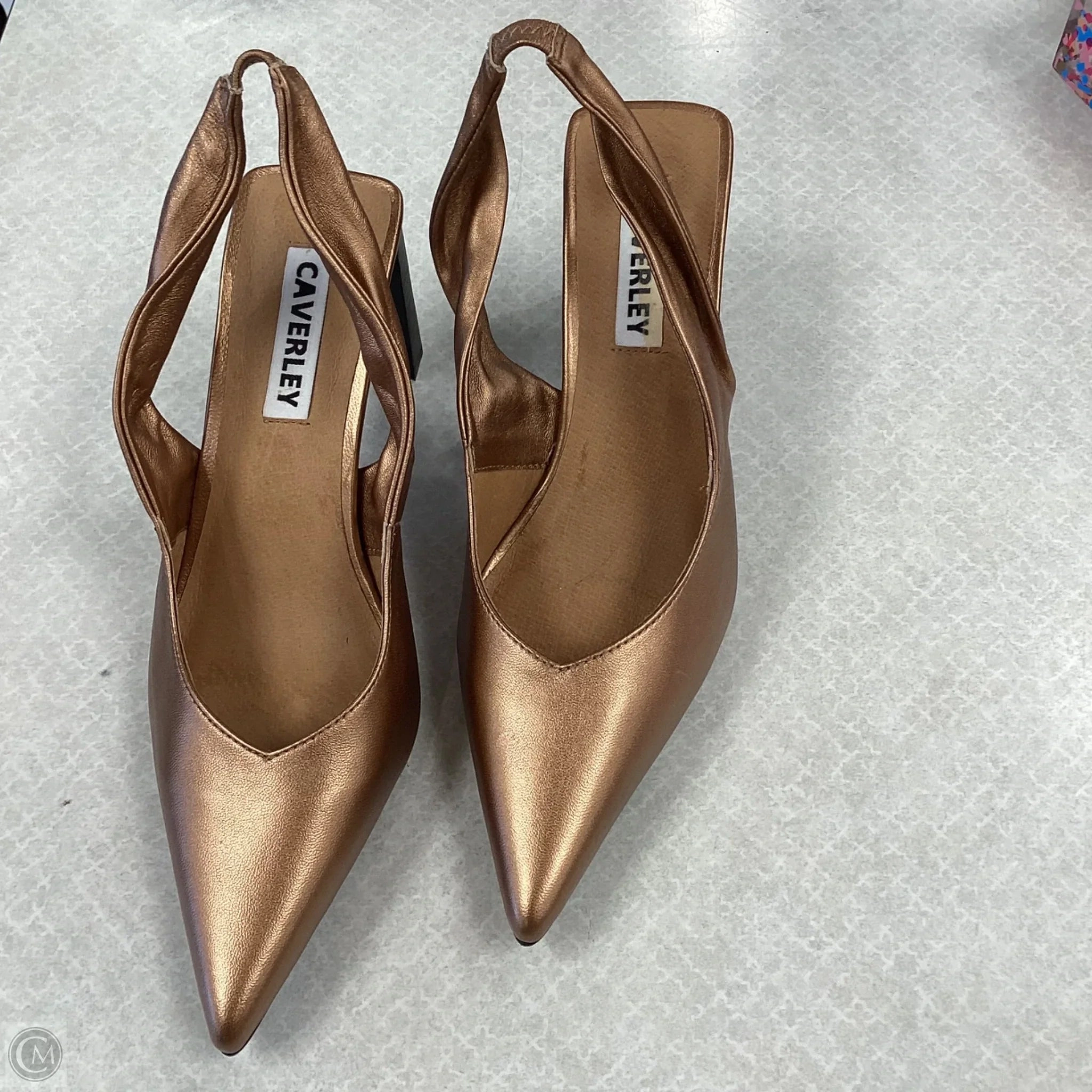 Sharp Edge City Ready Shoes Heels Block By Anthropologie In Bronze, Size: 8.5