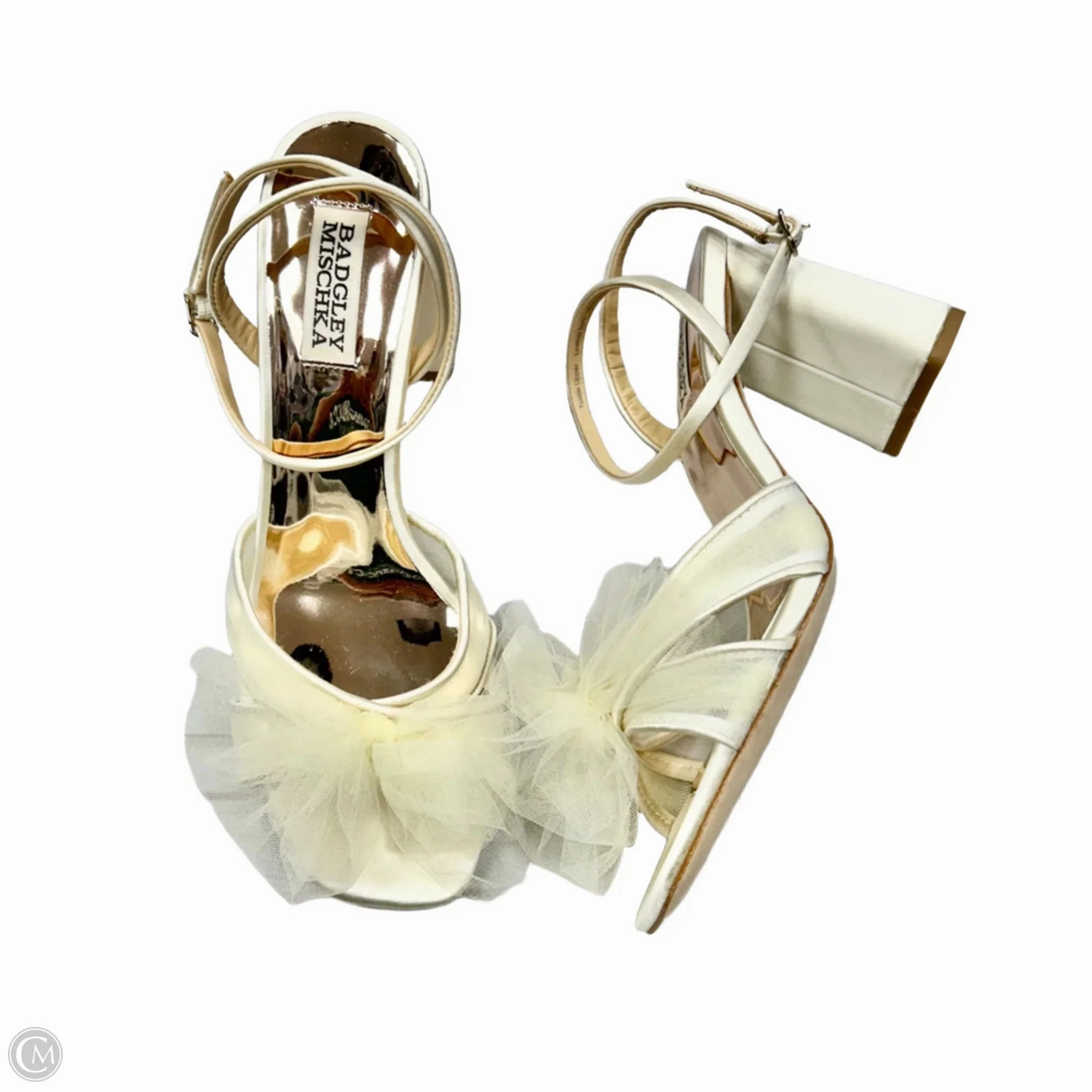 Shoes Heels Block By Badgley Mischka In Cream, Size: 8 Comfortable Foot Feel Sleek Heeled Sandals