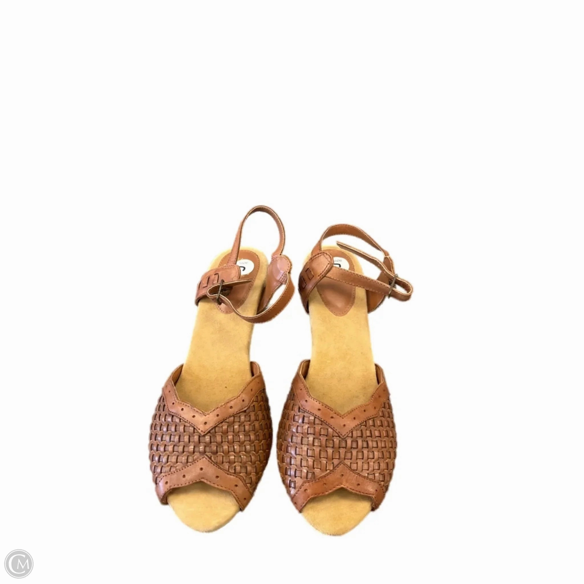 Shoes Heels Block By Clothes Mentor In Brown, Size: 7 Comfortable foot wrap Floral Design Heels