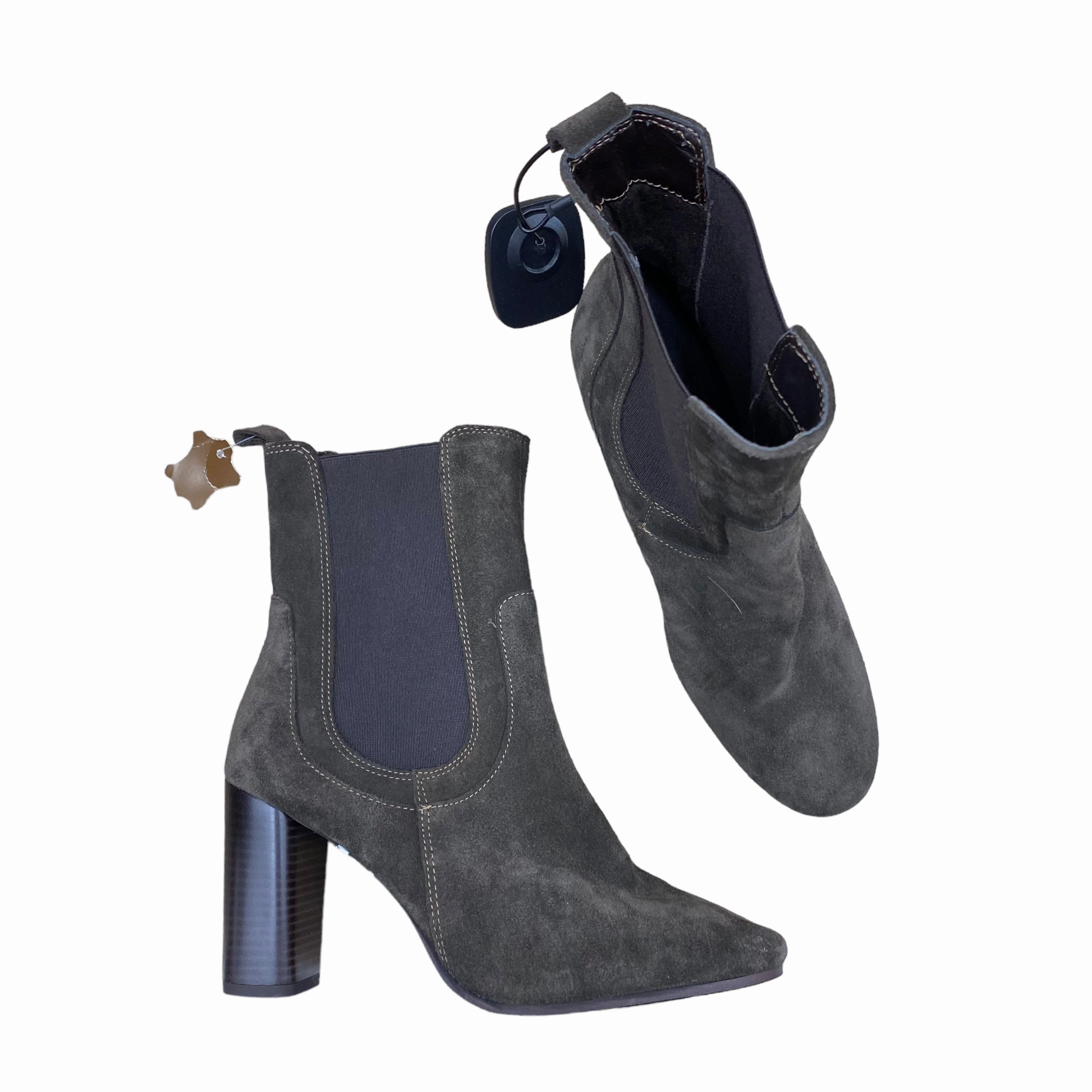 Classic Booties Open Toe Sandals Shoes Heels Block By CMC  In Brown, Size: 9.5