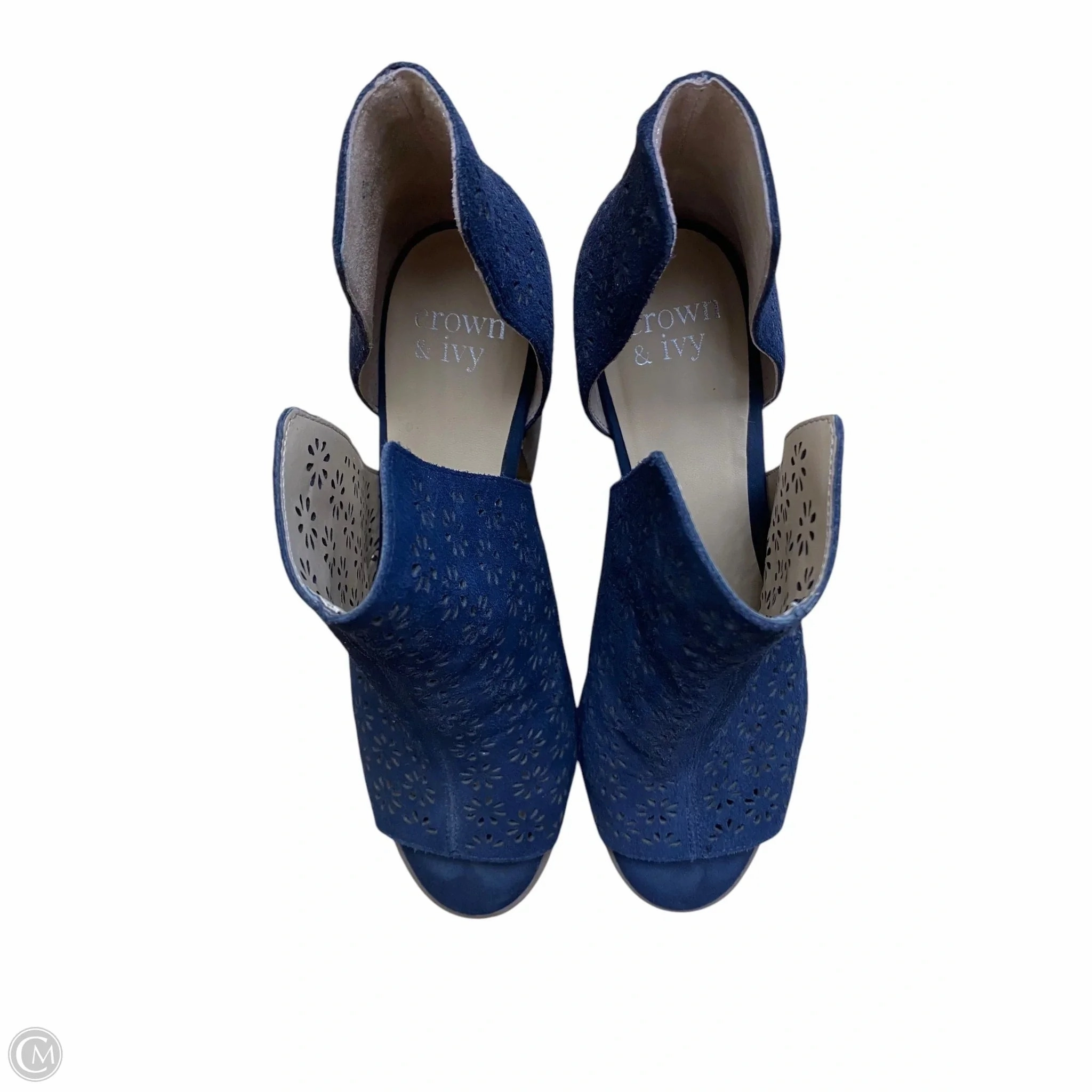 Leather Insole Shoes Heels Block By Crown And Ivy In Navy, Size: 8.5