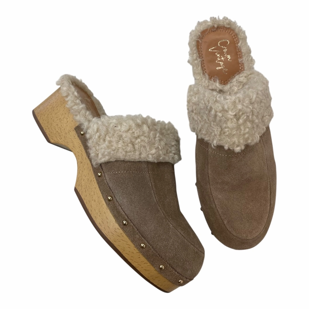 Fashionable Boots Mood Booster Shoes Heels Block By Crown Vintage In Taupe, Size:7