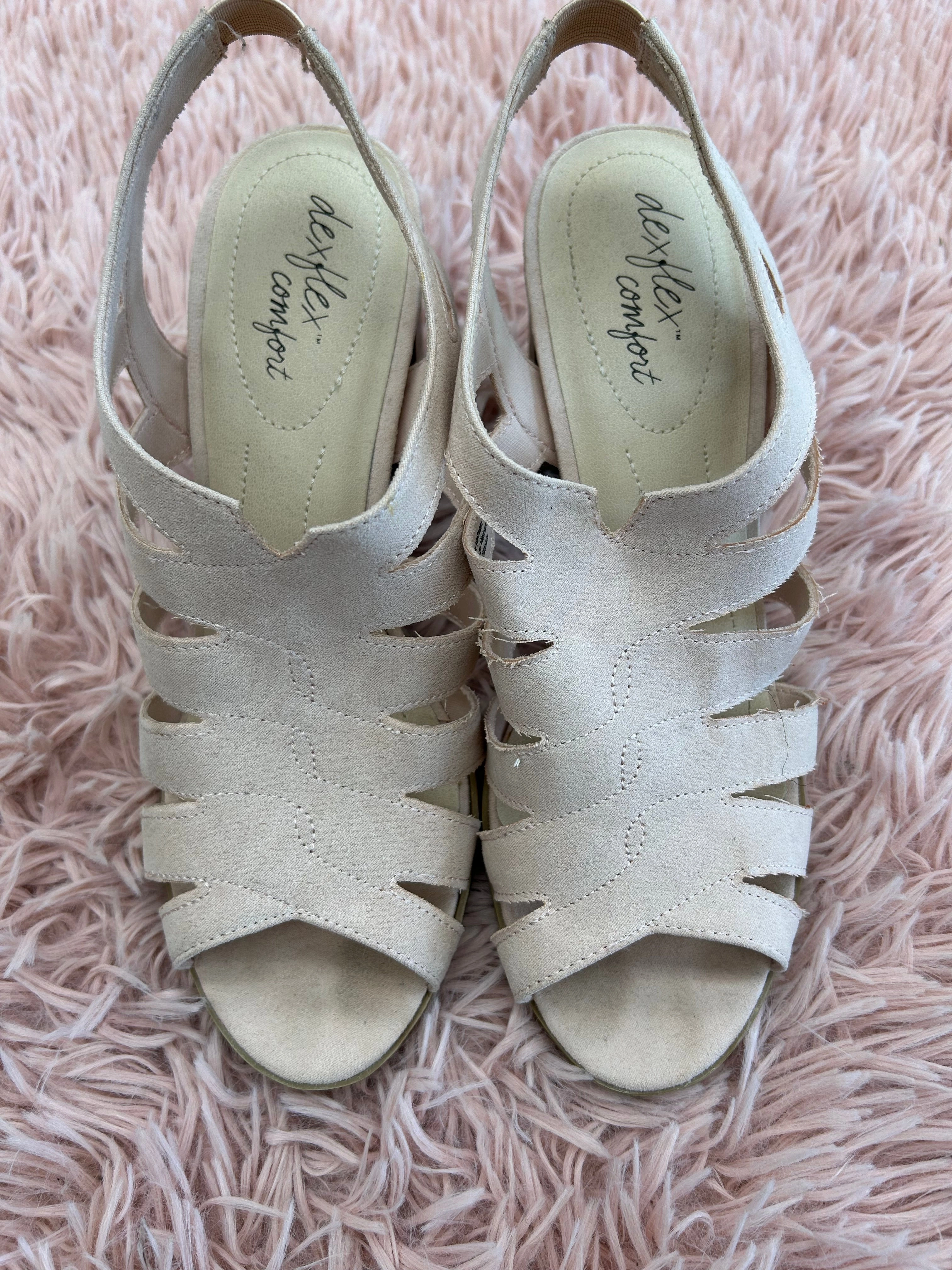 Shoes Heels Block By Dexflex In Pink, Size: 8 Textured Heels Heel Booties