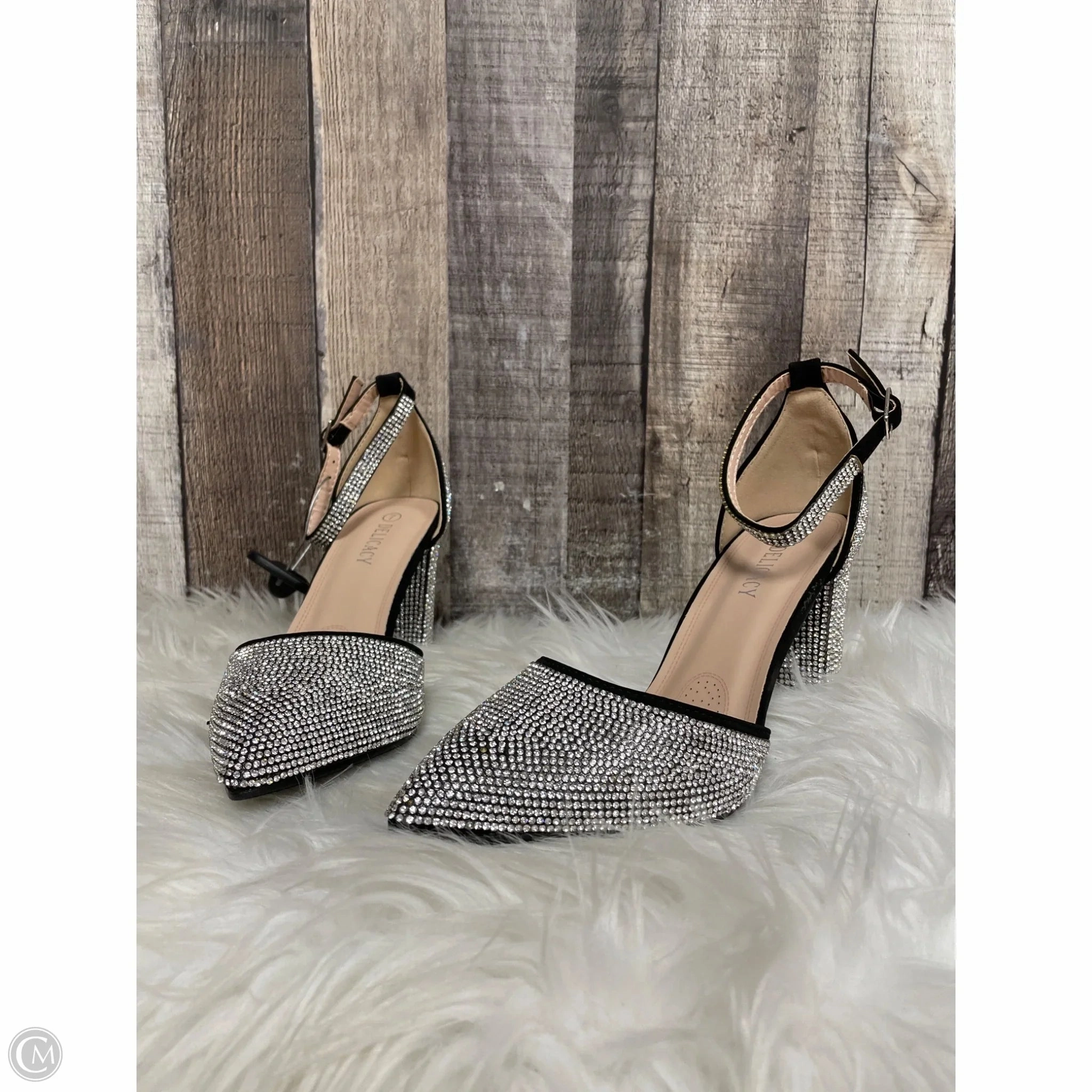 Shoes Heels Block By Forever In Black & Silver, Size: 7 Energetic Mood