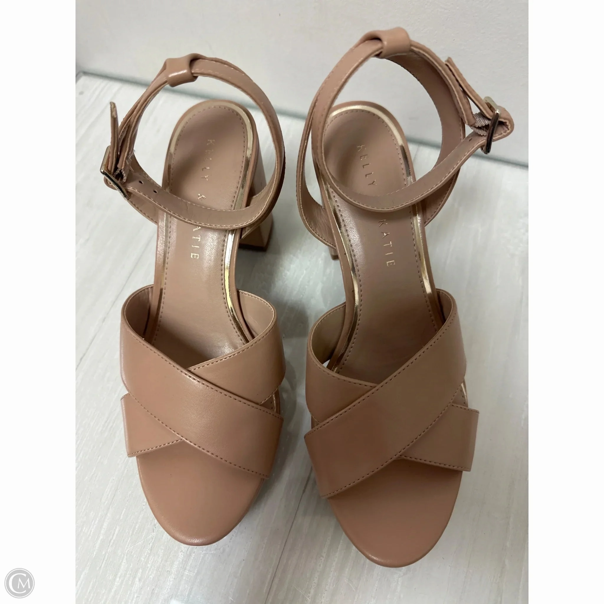 All terrain Heeled Booties Shoes Heels Block By Kelly And Katie In Tan, Size: 7.5