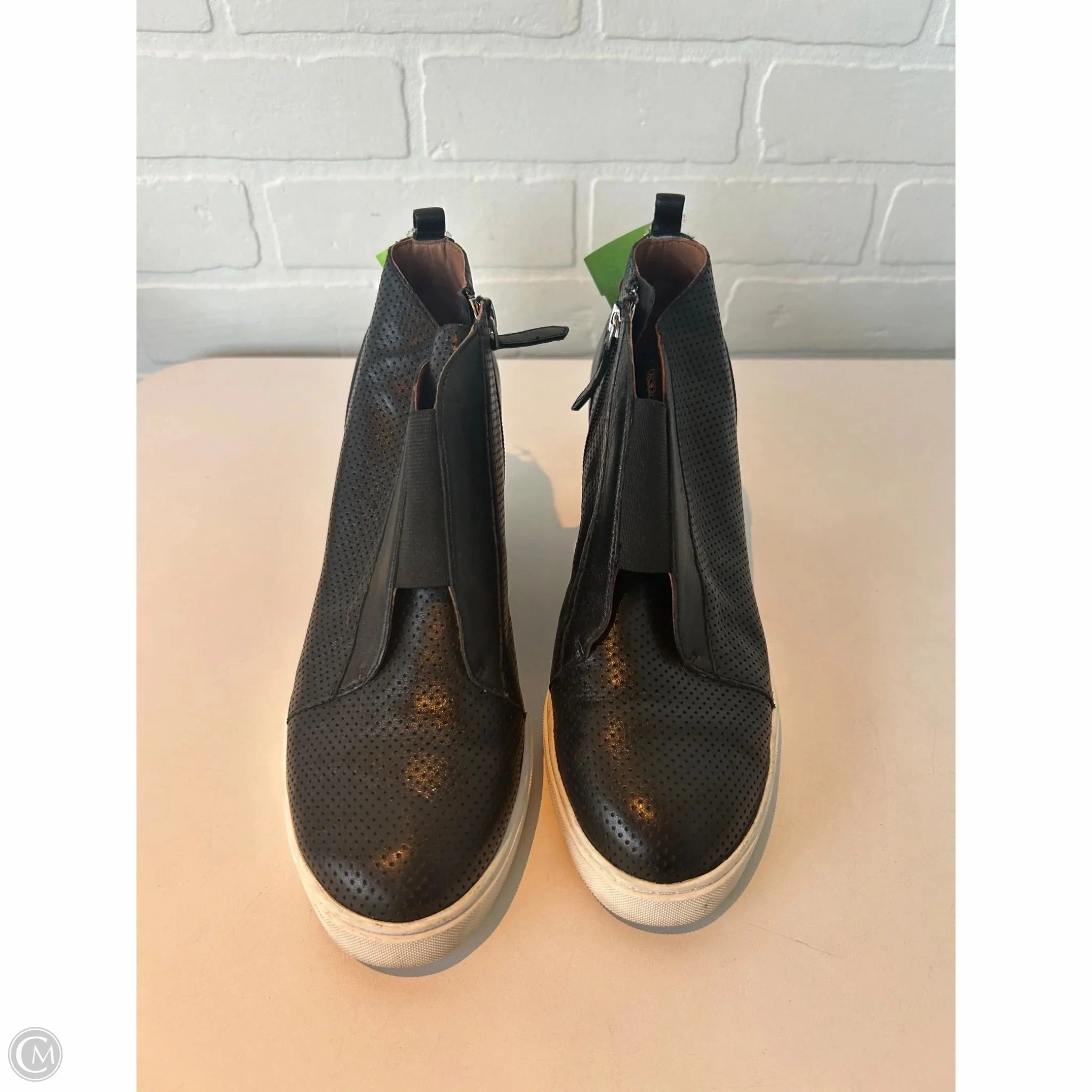 Luxe Leather Heels Fashion Mood Shoes Heels Block By Linea Paolo In Black & White, Size: 8