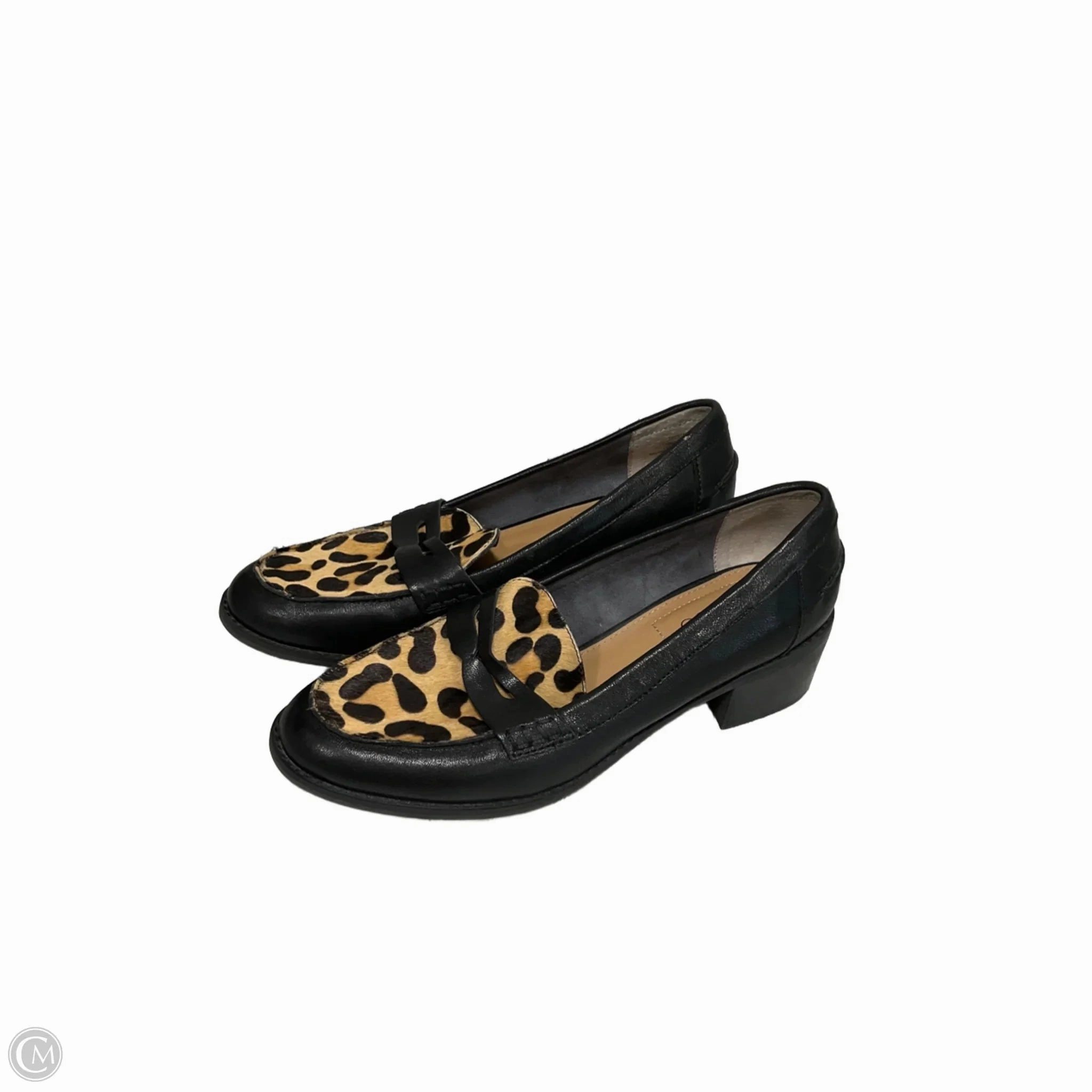Textured Finish Fashion Ready Shoes Heels Block By Me Too In Leopard Print, Size: 9.5