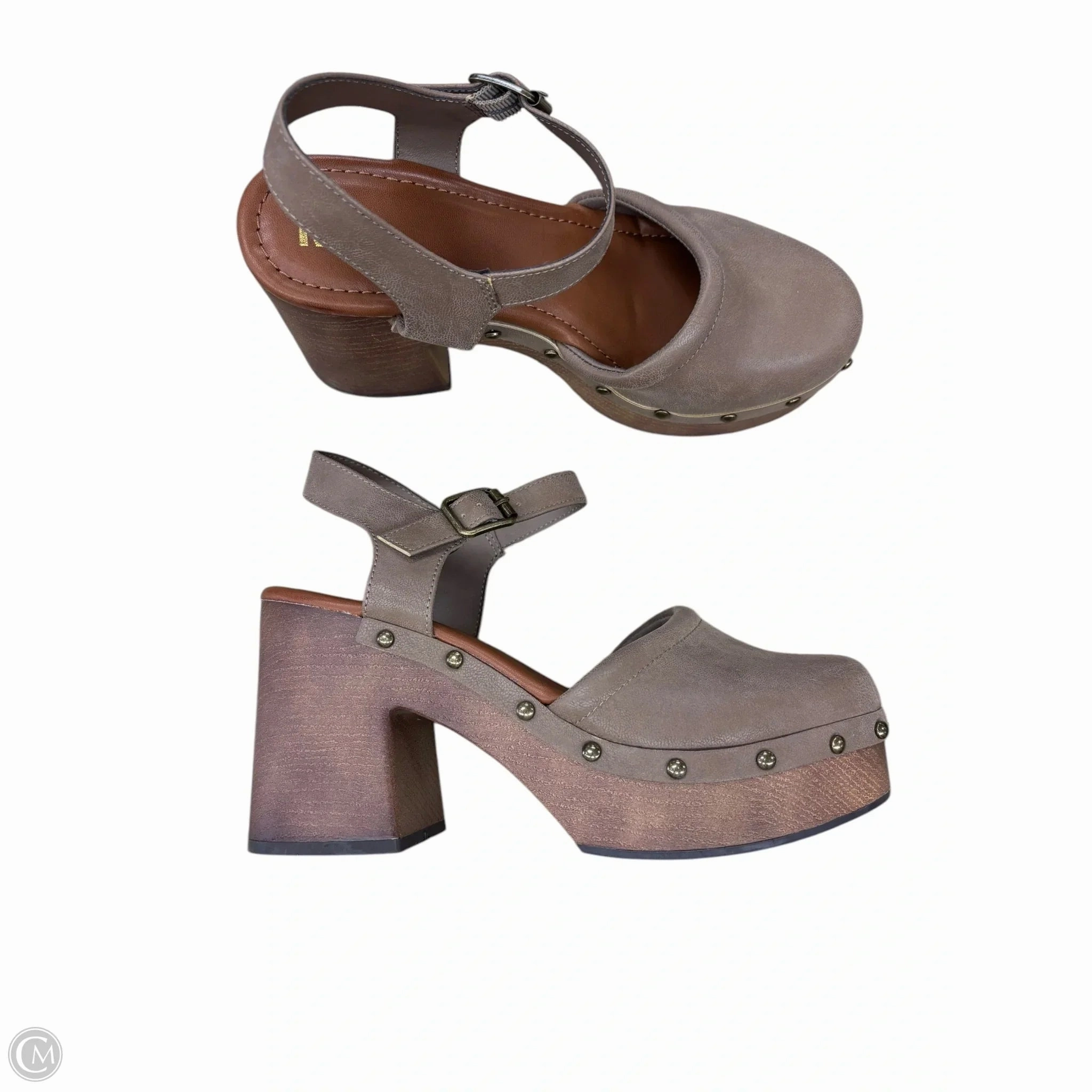 Shoes Heels Block By Mia In Brown, Size: 9 Relaxed Mood Open Heel Sandals