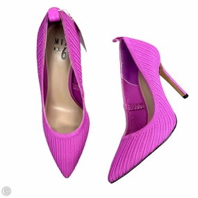 Durable Material Leather Shoes Heels Block By Mix No 6 In Purple, Size: 8