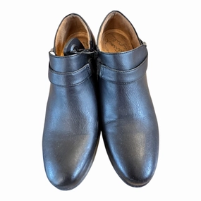 Polished Style Peep Toe Booties Shoes Heels Block By Natural Soul In Black, Size:6.5