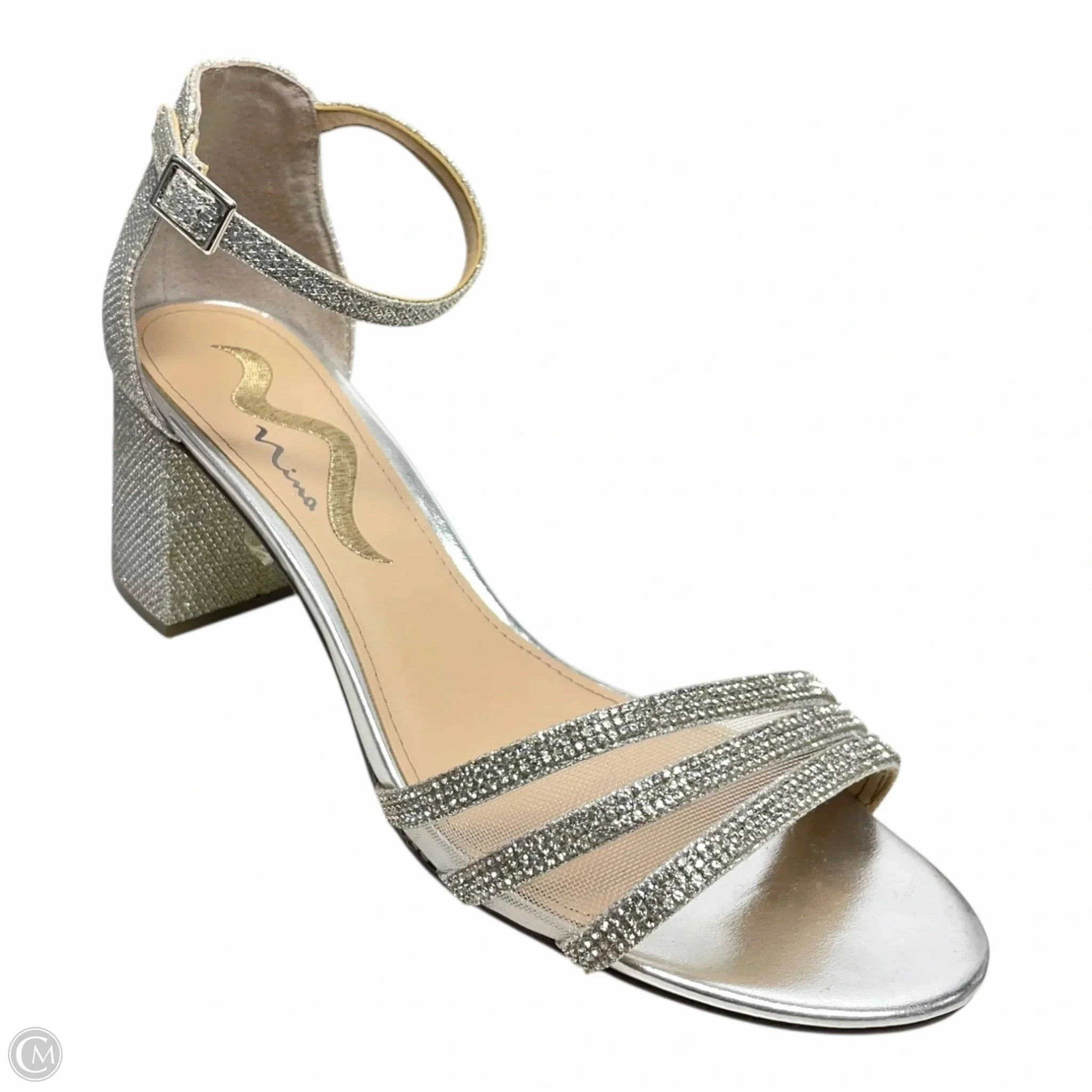Shoes Heels Block By Nine And Company In Silver, Size: 8.5 Mesh Upper Easy Slip On